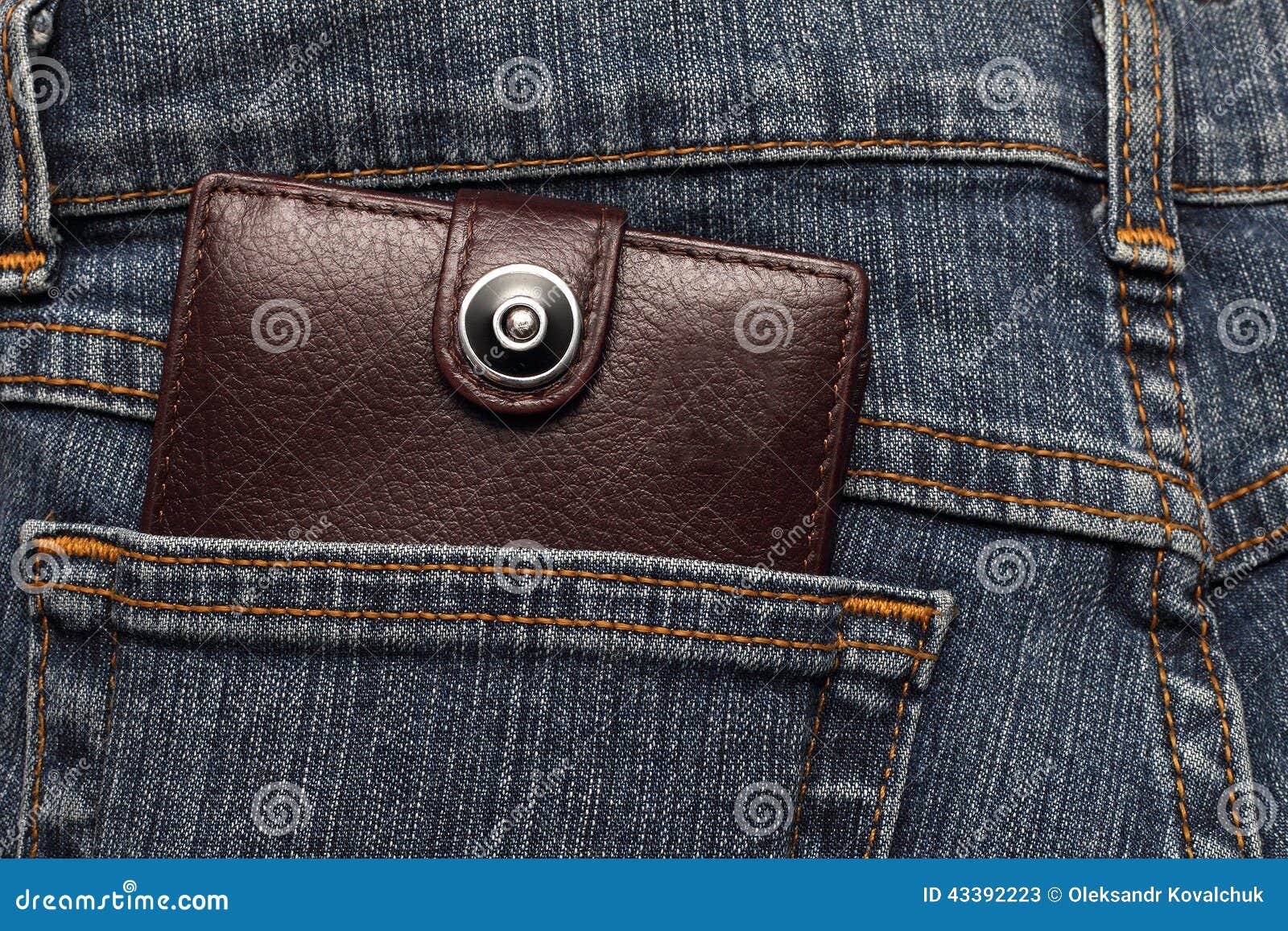 Brown Leather Wallet in the Pocket of Jeans Stock Image Image of