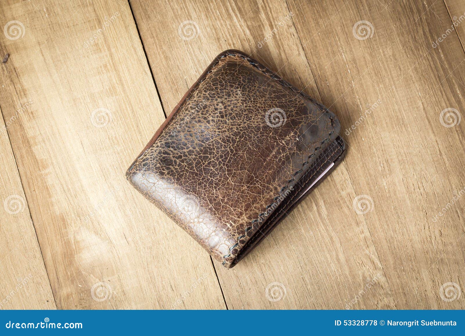 Brown Leather Wallet on Wood Board Background Stock Photo - Image of ...