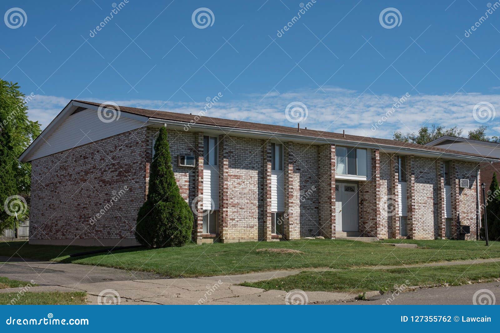 Brown & Tan Brick Low Apartment Building Stock Photo Image of