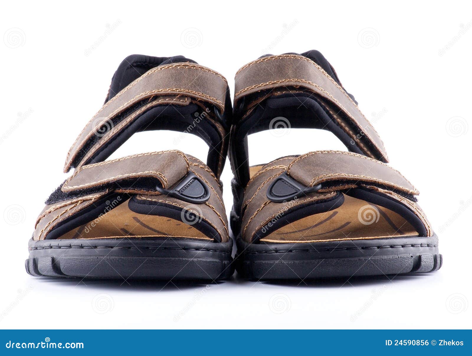 Brown Man S Shoes Sandals with Velcro Fastener Stock Photo - Image of ...