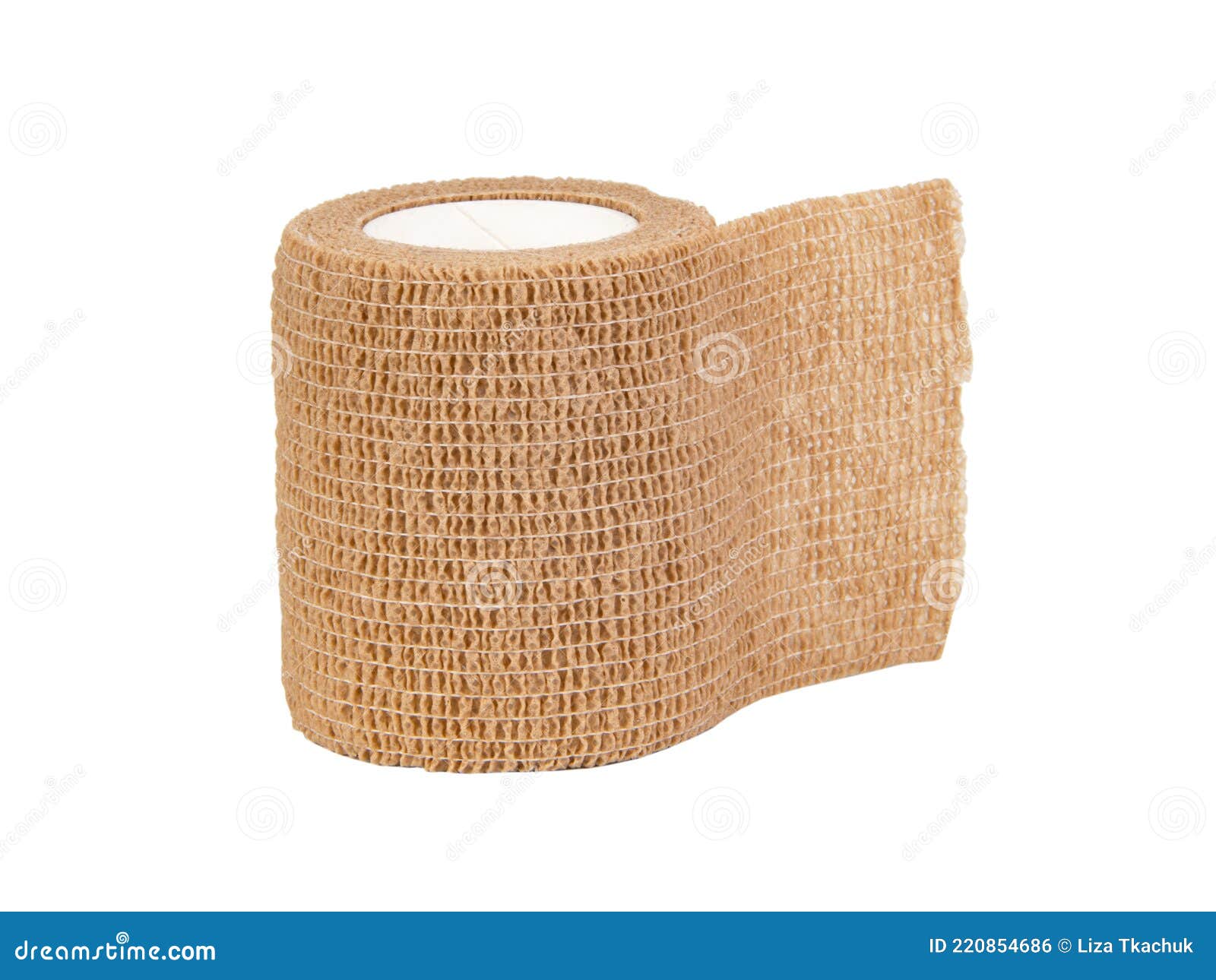 Brown Medical Bandage Elastic Isolated on the White Background Stock