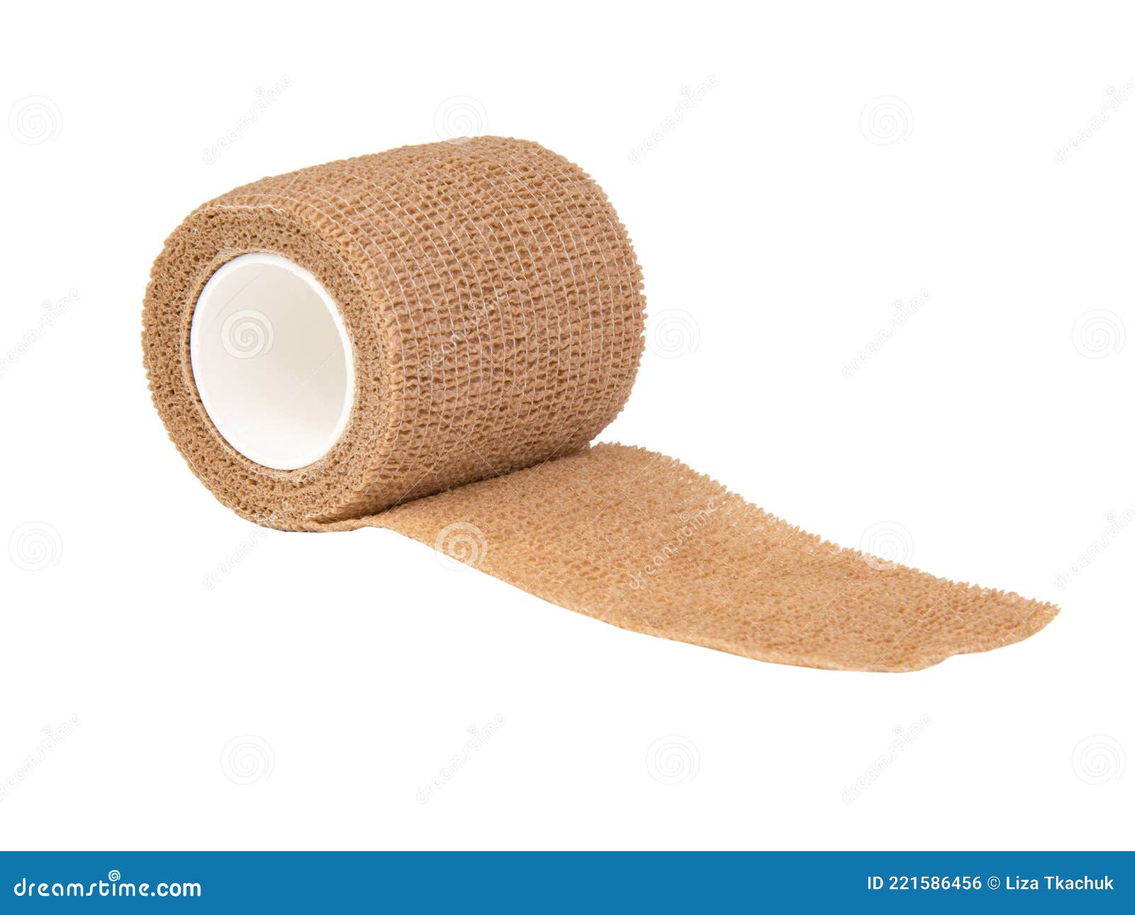 Brown Medical Bandage Elastic Isolated on the White Background Stock