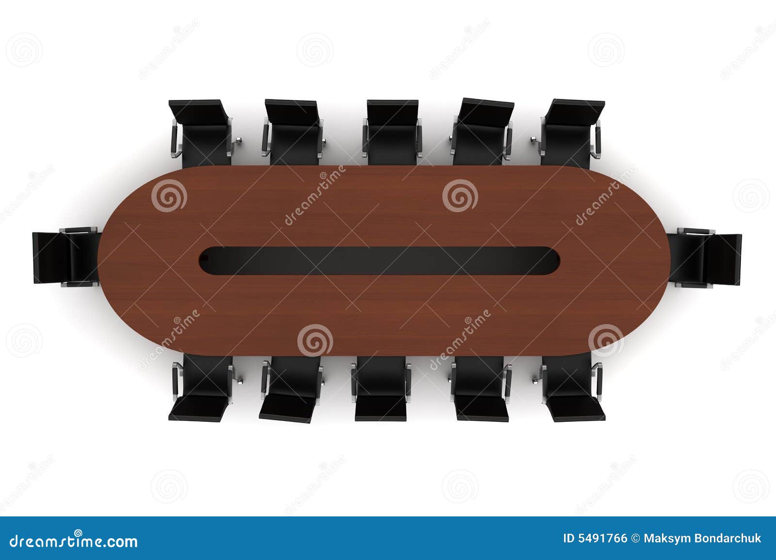 Brown Meeting Table with Black Chairs Isolated Stock Illustration Illustration of empty, table