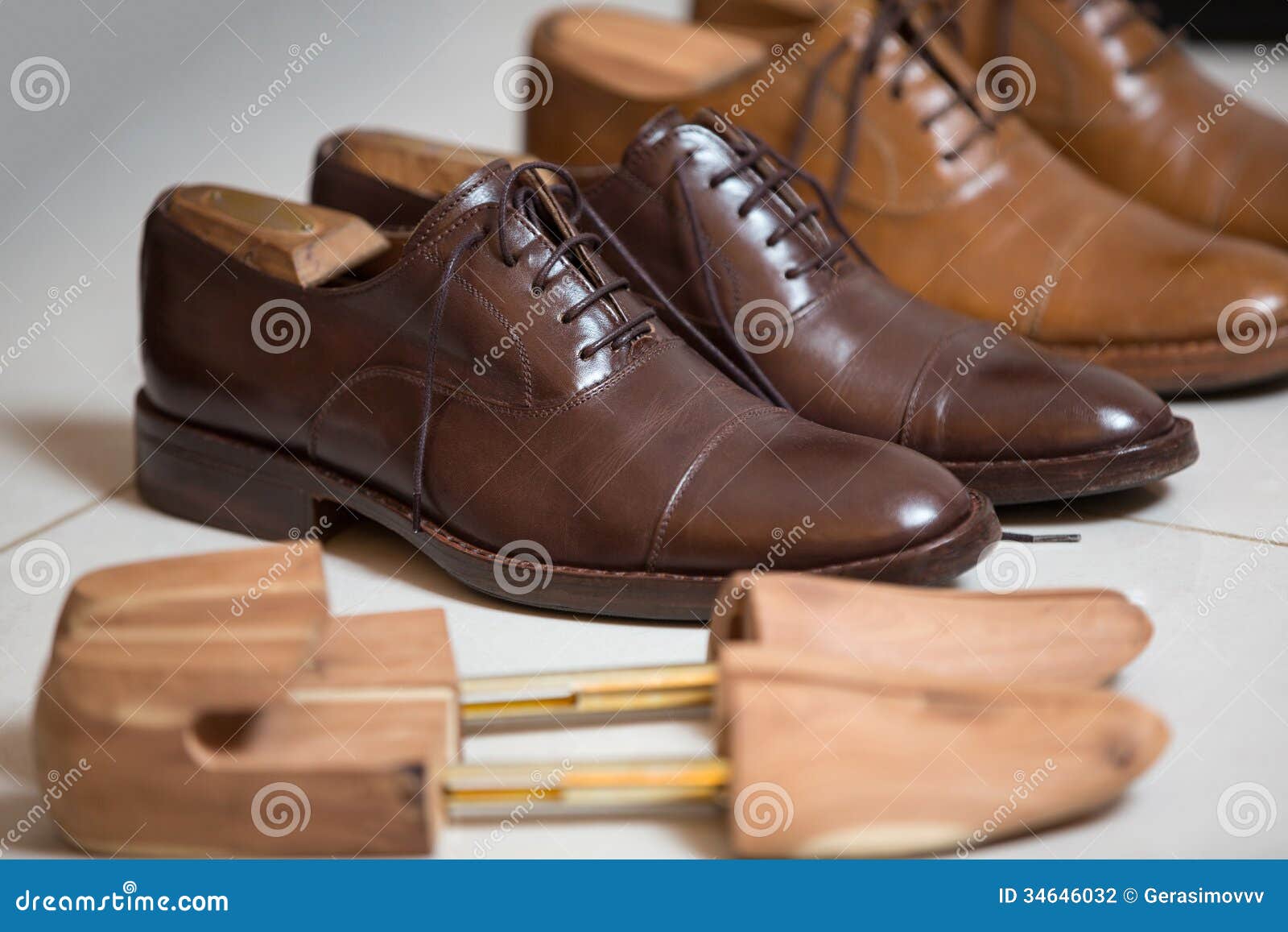 Brown Men S Shoes and Shoe Stratchers Stock Photo - Image of object ...