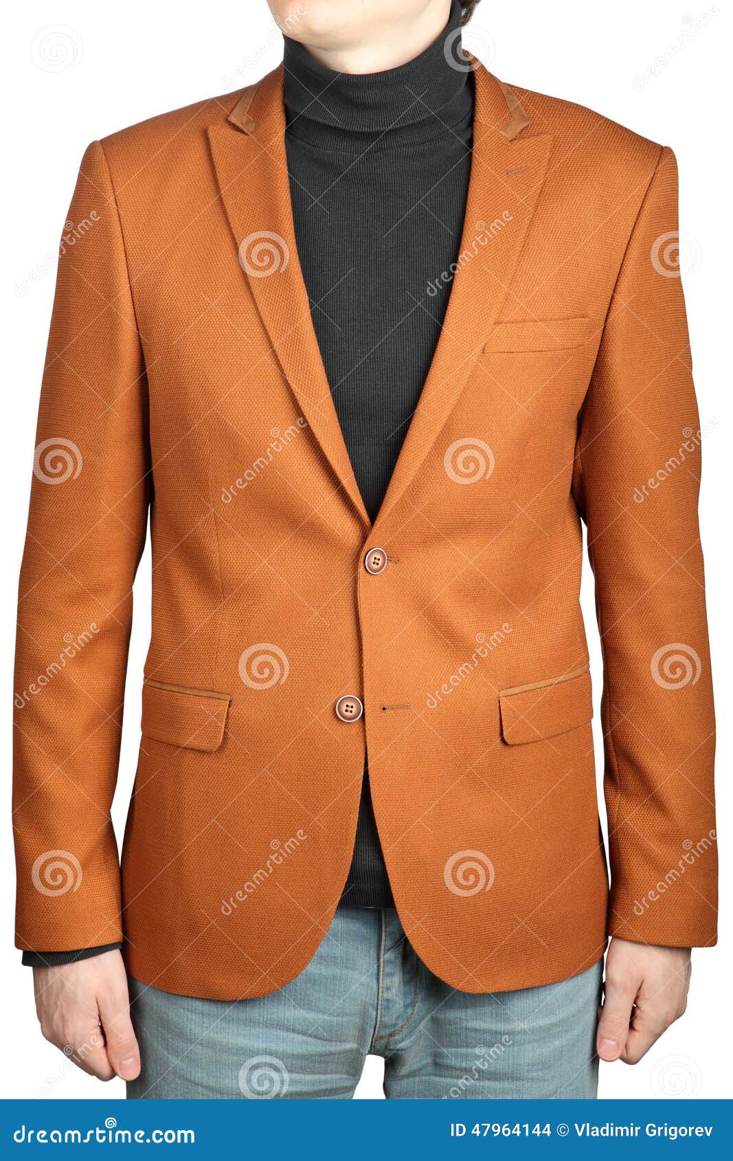 brown mens suit jacket, male orange-brown blazer with patch.