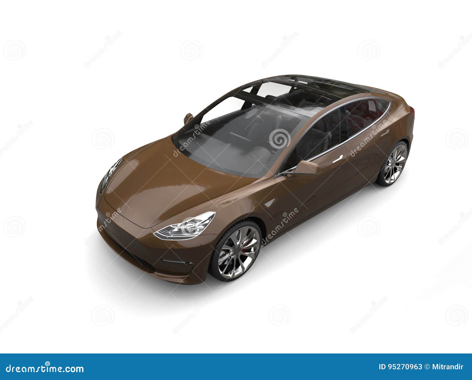stock illustration brown modern electric car top view isolated white background image