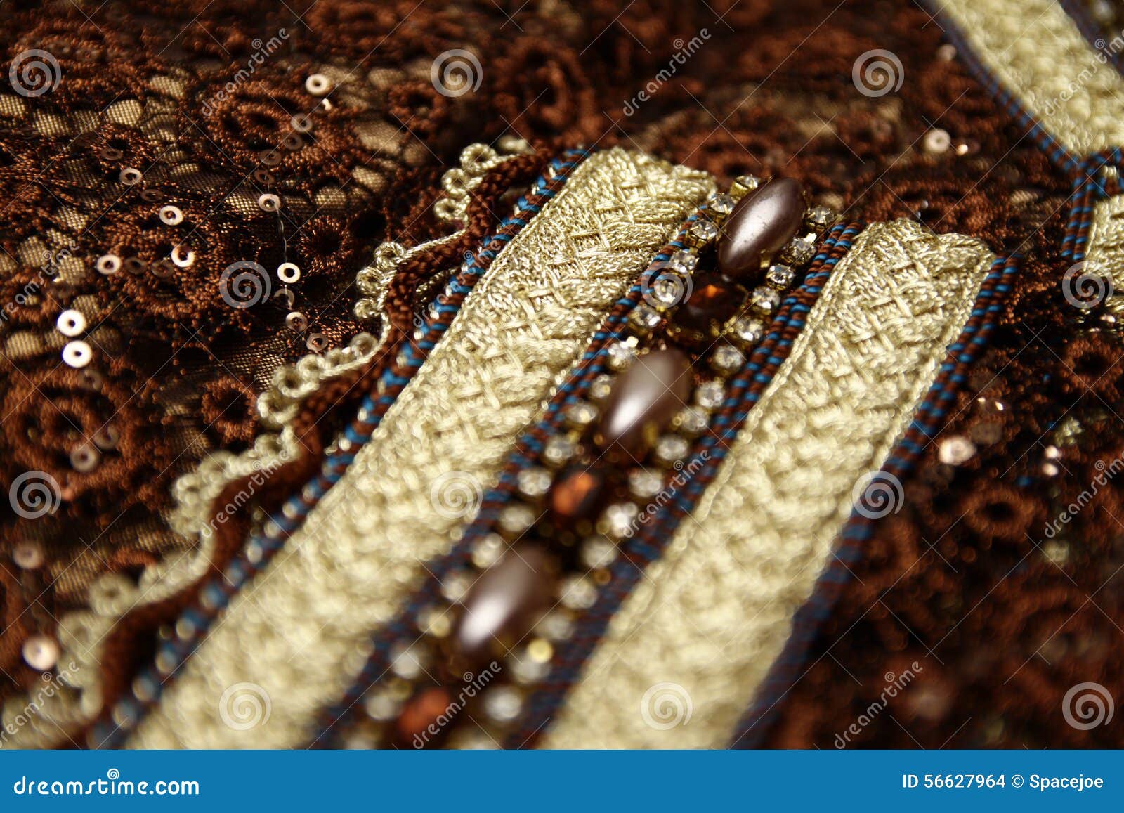 brown moroccan caftan embroidery details