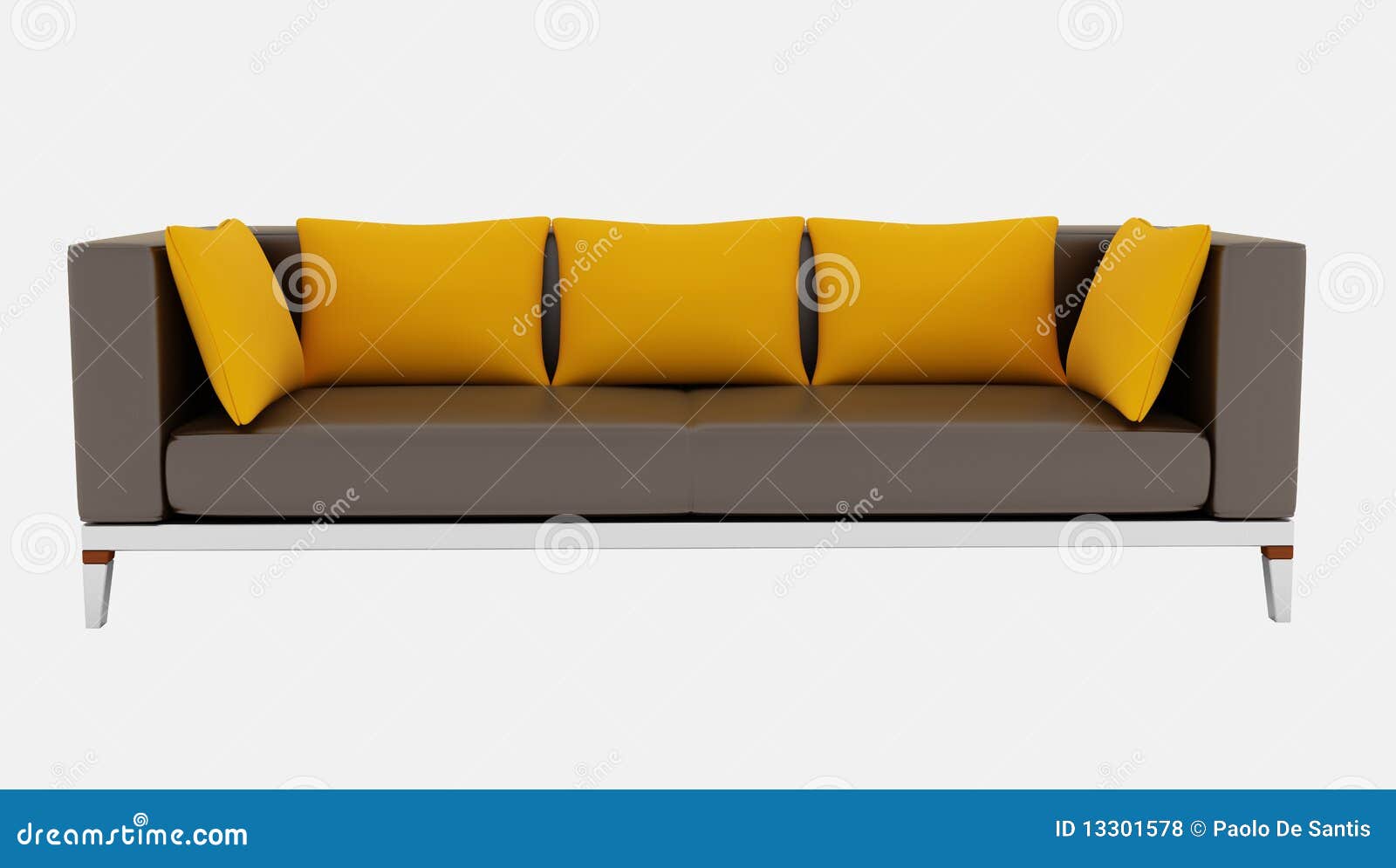 Brown and orange couch stock illustration. Illustration of contemporary