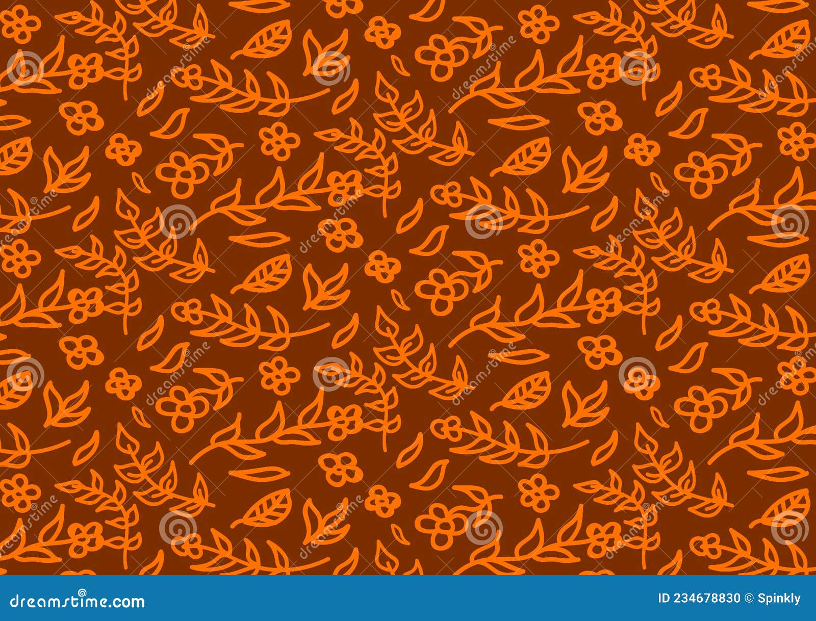 Brown and Orange Floral Pattern Design Wallpaper Stock Illustration