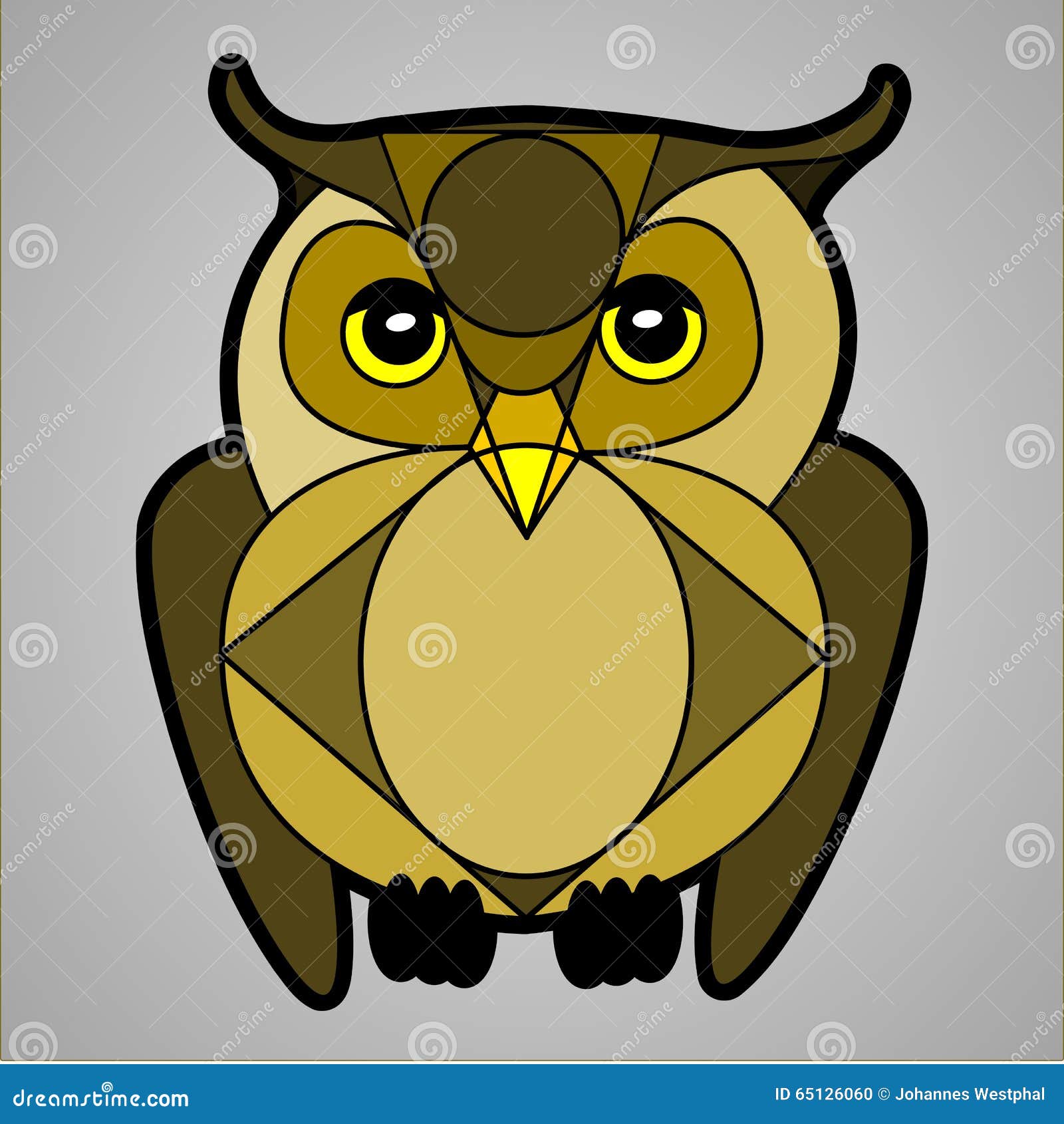 Brown Owl Staring Straight Ahead Stock de ilustración Ilustración de