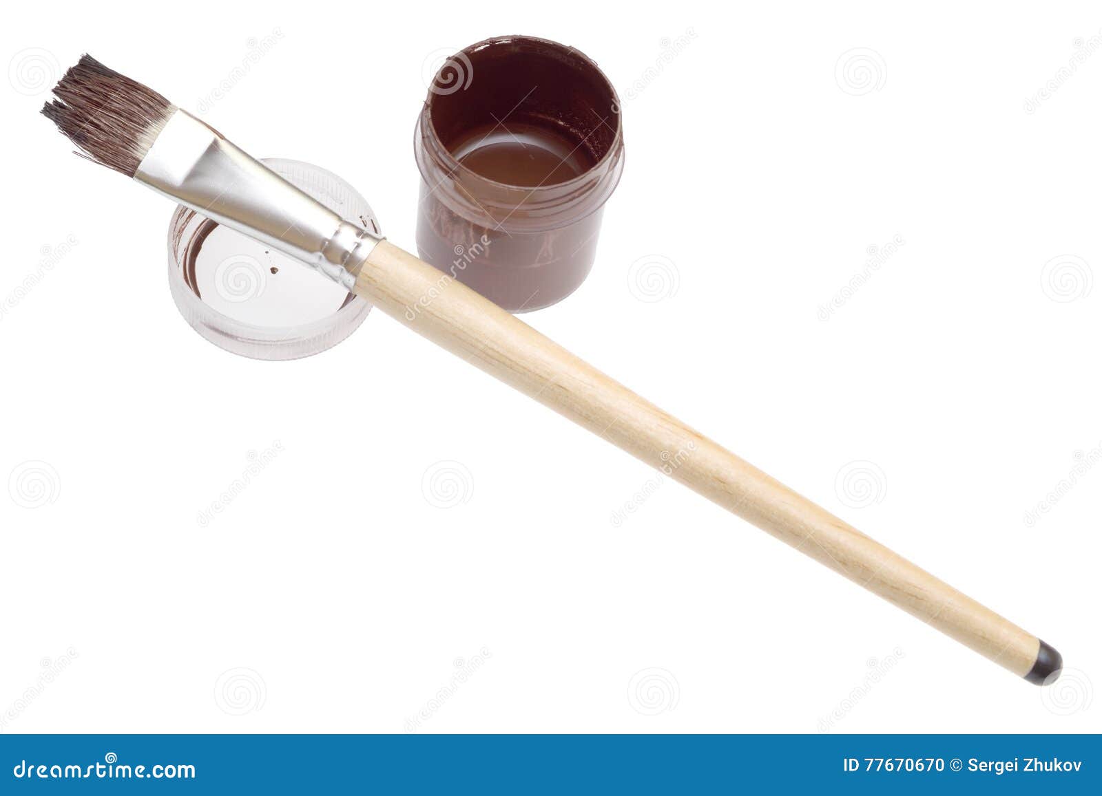 Brown paint and brush stock photo. Image of construction 77670670