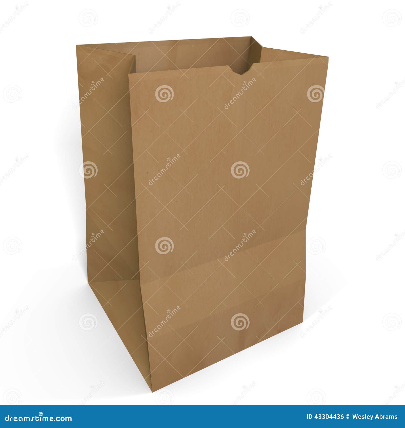 Empty brown paper bag with handles holes. Realistic kraft package with  shadows isolated on white background. design template. Stock Vector