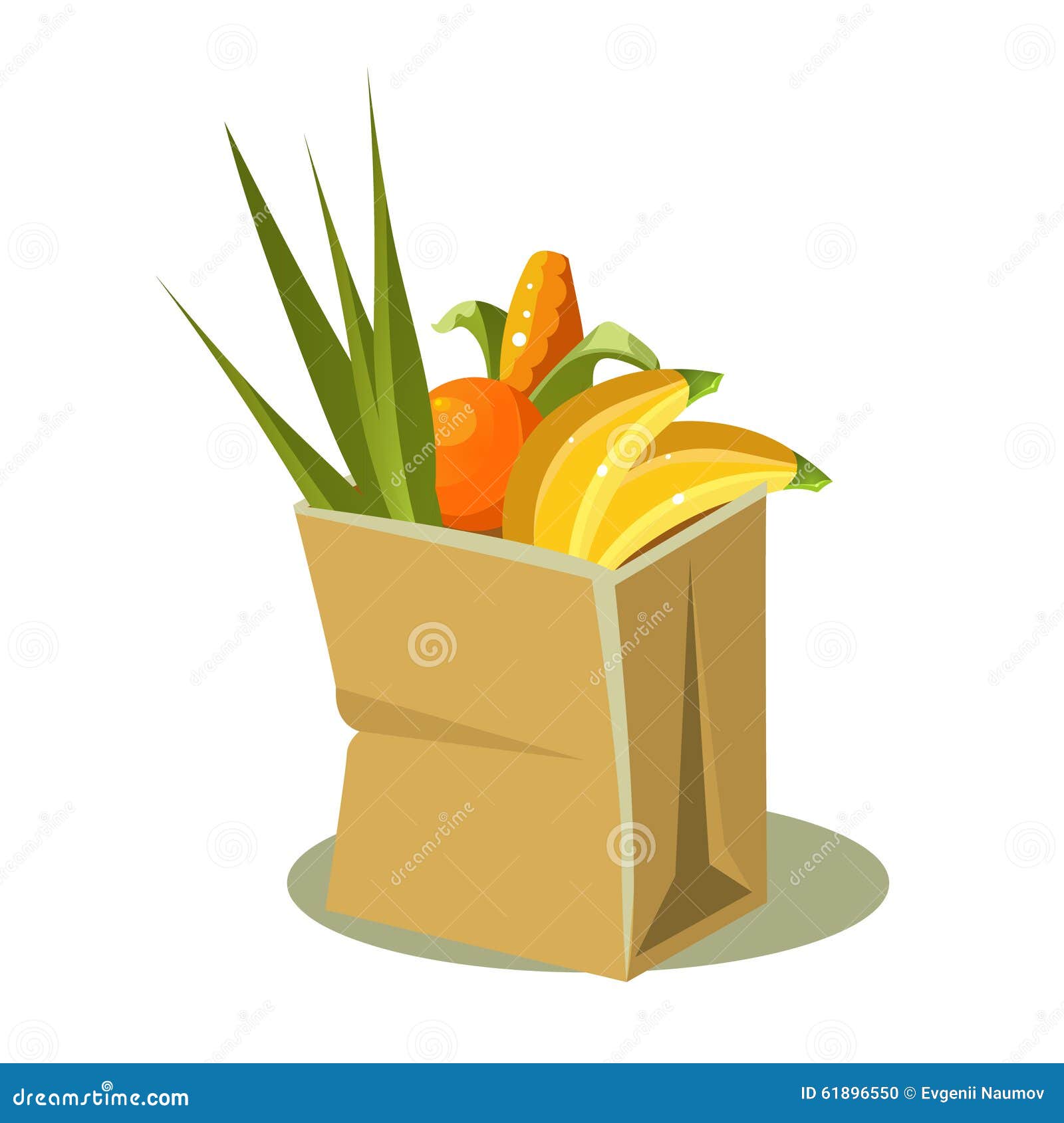 Brown Paper Bag with Food. Vector Illustration Stock Vector