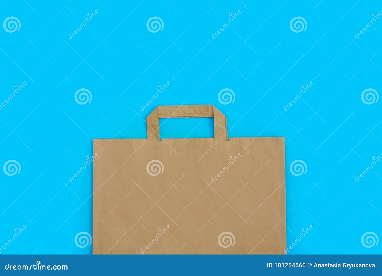 Brown Paper Bag Blue Background Stock Photo Image of food, container