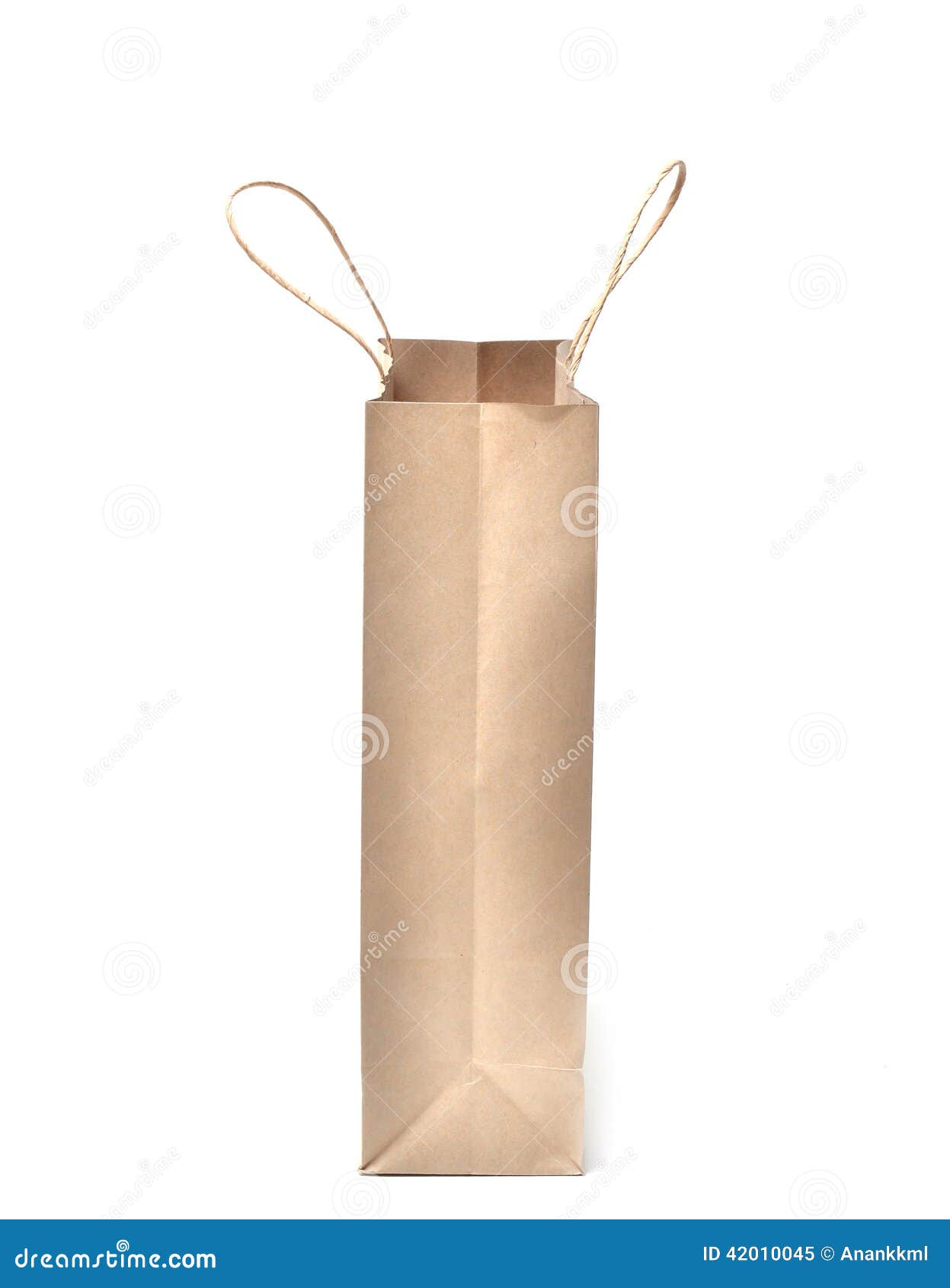 Brown paper bag on a white background