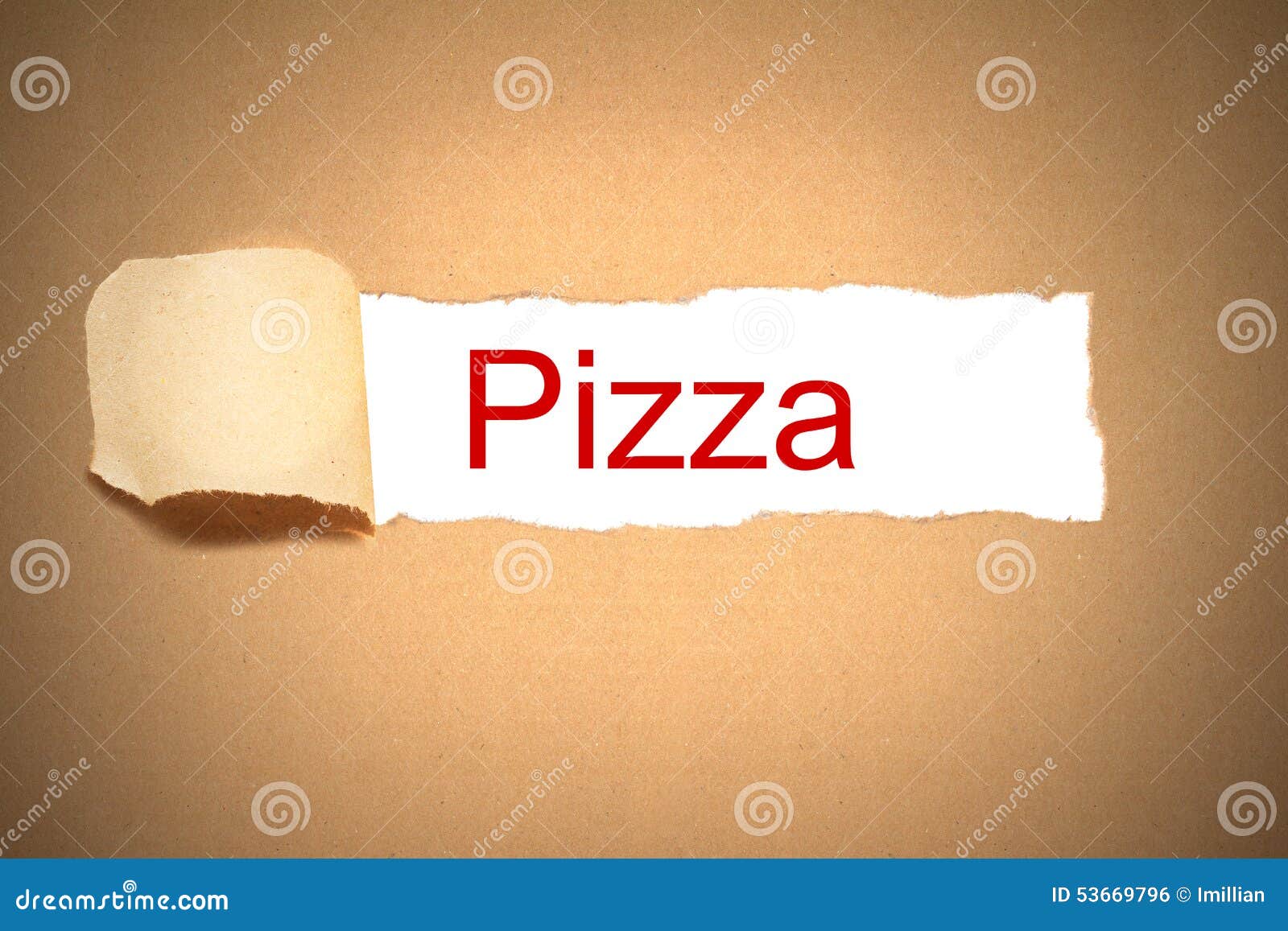 Brown Paper Box Torn To Reveal Pizza Stock Photo Image of rolled