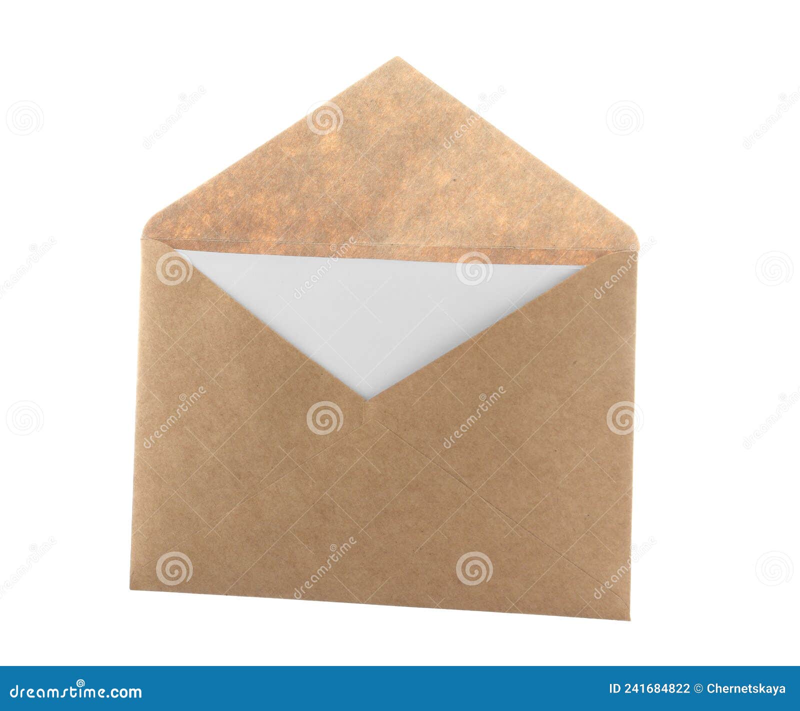 Brown Paper Envelope with Card Isolated on White Stock Photo Image of color, postage 241684822