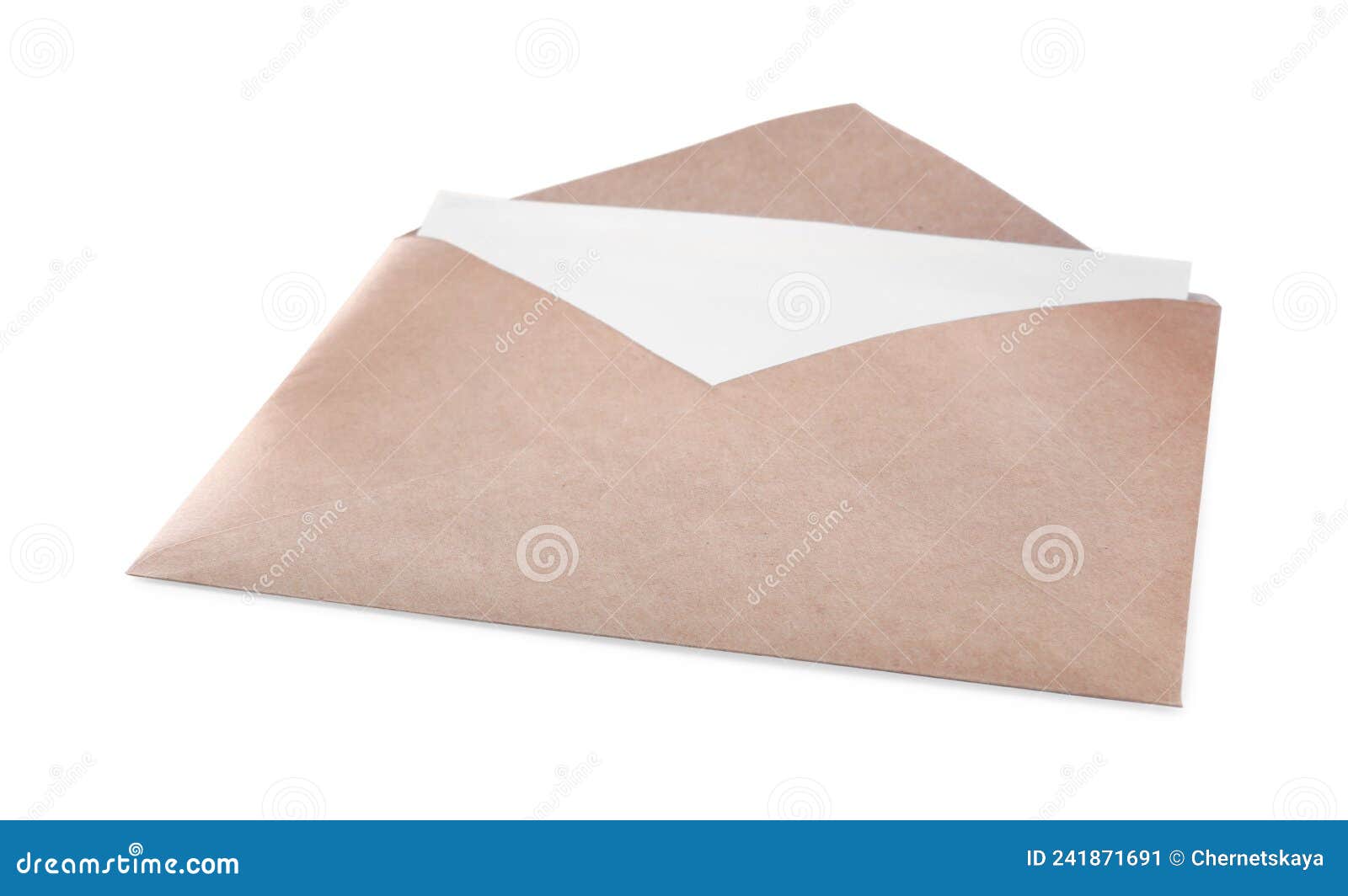 Brown Paper Envelope with Card Isolated on White Stock Image Image of envelope, address 241871691