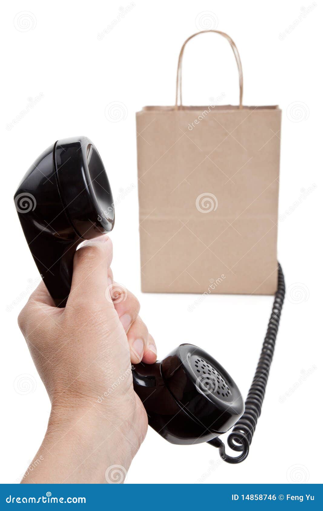 Brown Paper Shopping Bag and Telephone Stock Photo Image of telephone