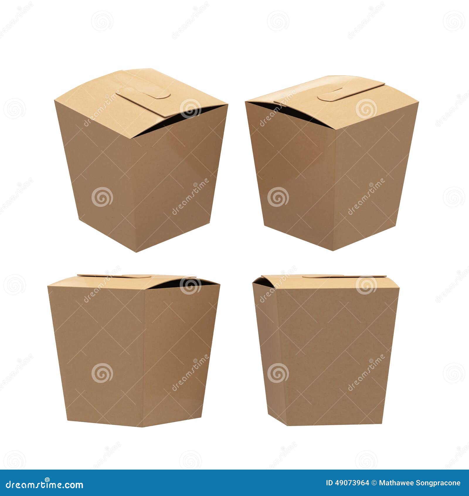 brown paper taper square butterfly buckle biscuit box with clipping path