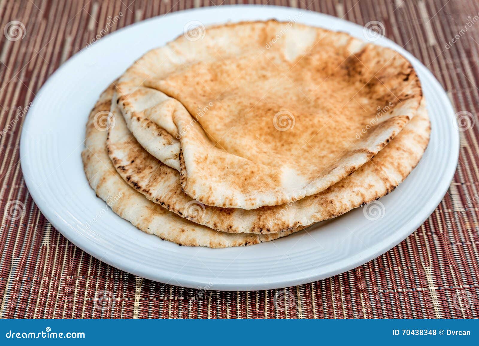 Brown Pita Bread on a White Plate Stock Photo Image of pita, kuboos