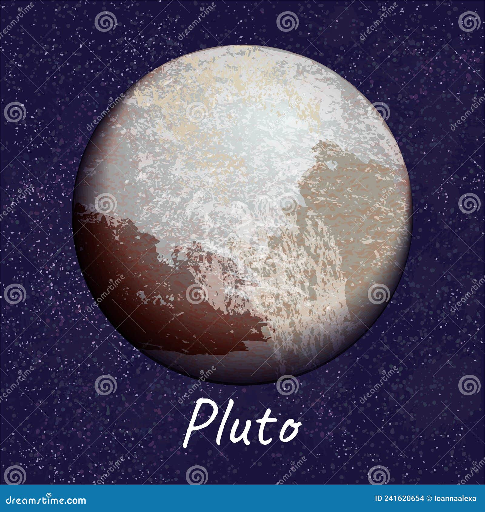 The Brown Planet Pluto on Dark Blue Space Background Stock Vector ...