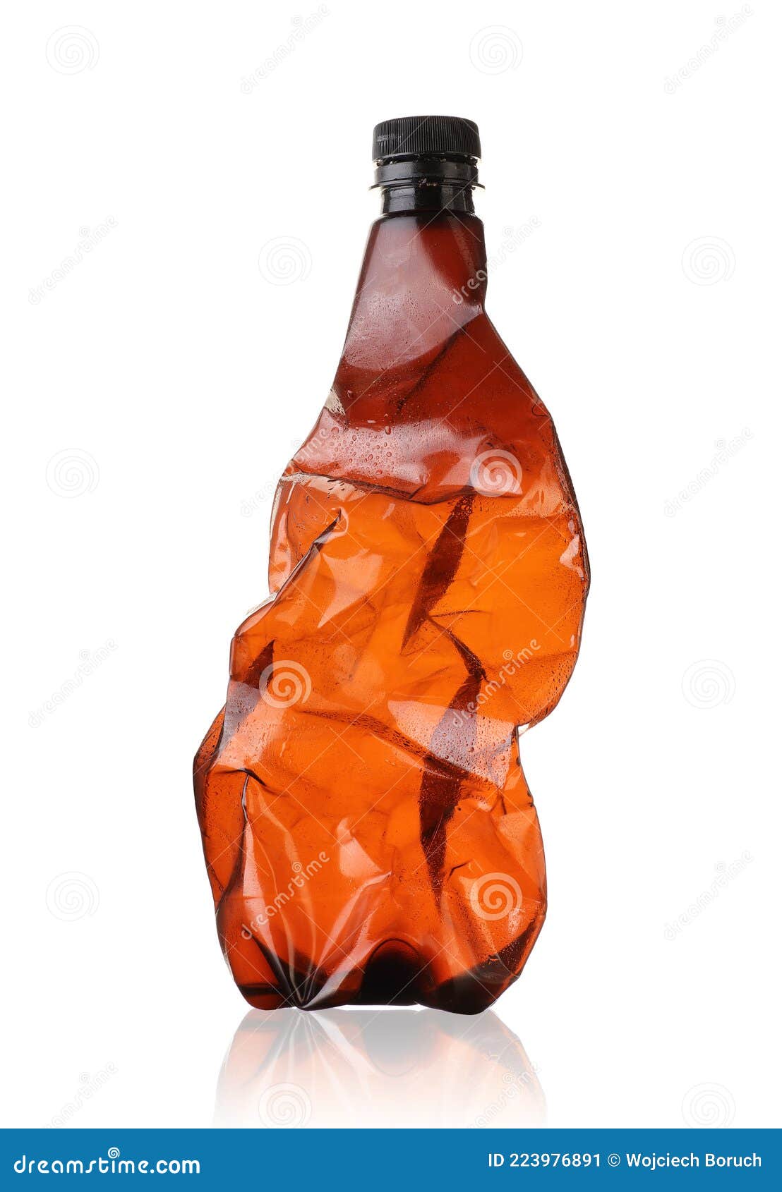 Two Plastic Beer One Litre Bottles Full And Half With Red Caps O