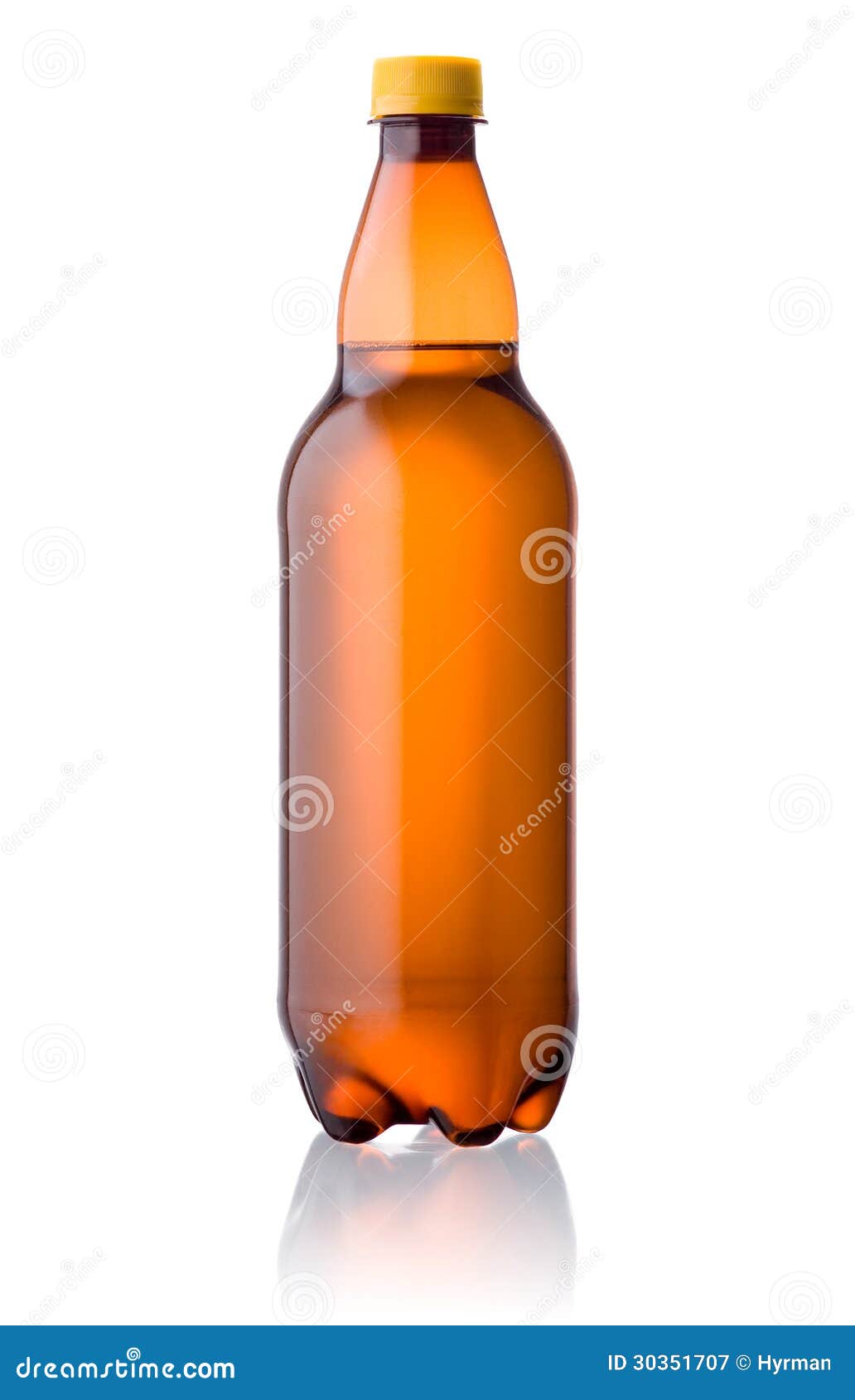 Brown Plastic Bottle of Beer Isolated on White Stock Image Image of