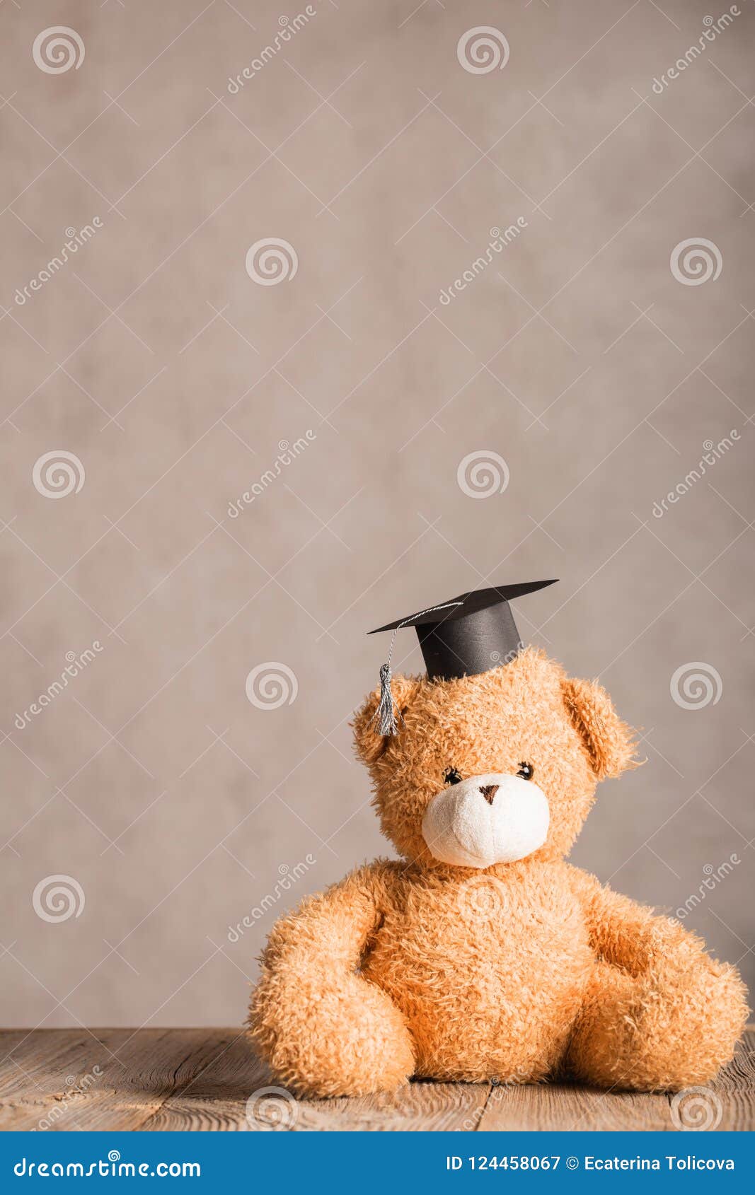 Brown Plush Teddy Bear with Academic Cap on the Top. Stock Image ...