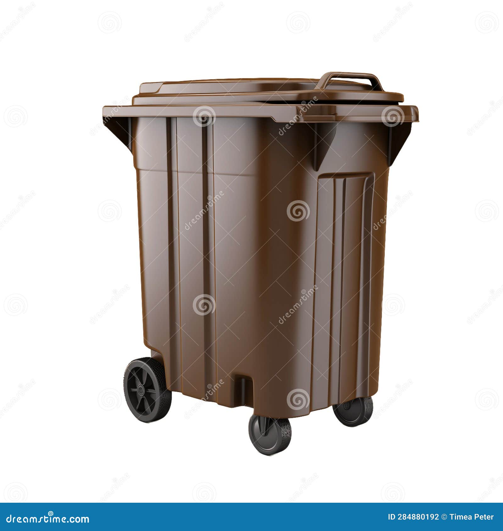 Brown Recycling Bin Isolated on Transparent Background Stock