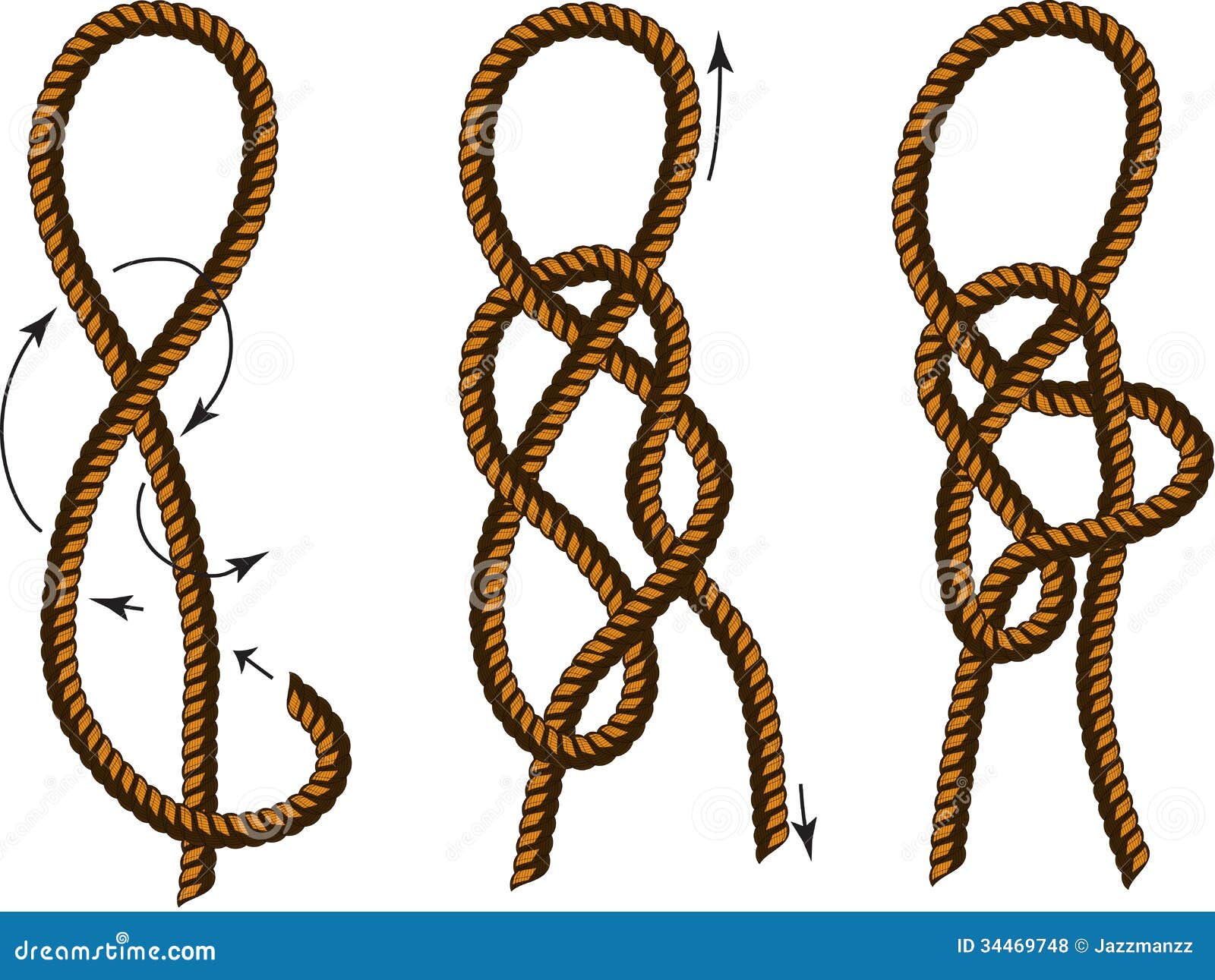 Brown Rope Borders With Different Knots Stock Vector - Illustration of
