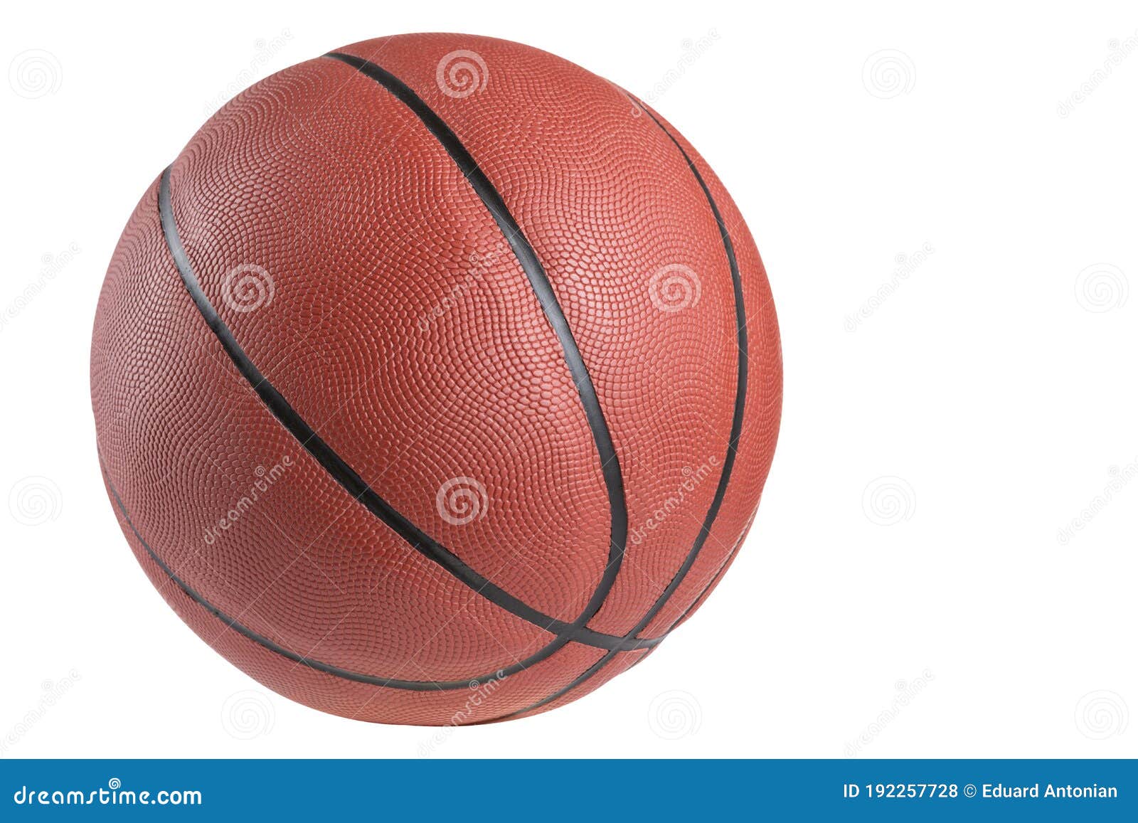 Brown Rubber Ball for Basketball, on a White Background, Isolate Stock