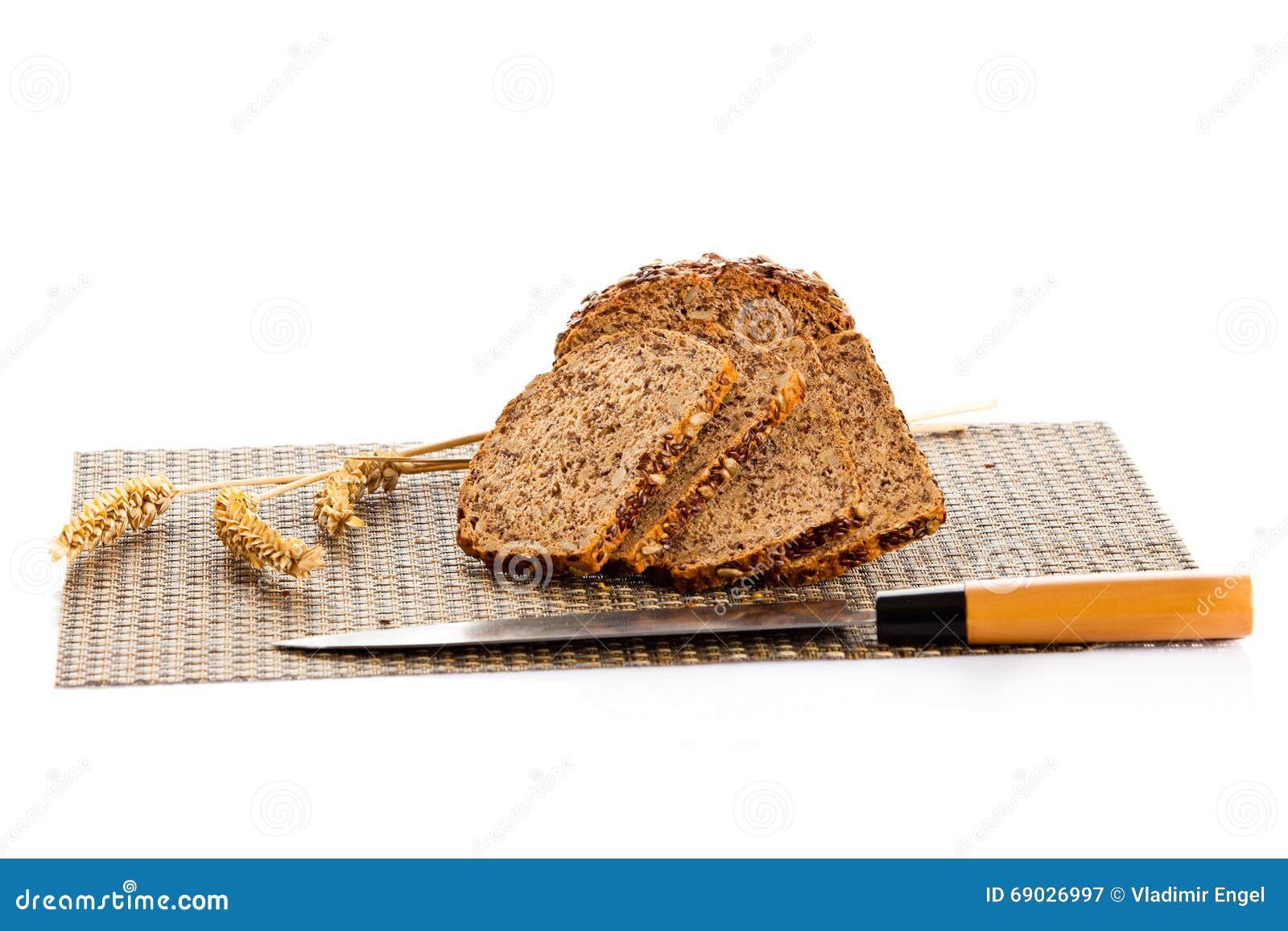 brown seed biobread  on white background