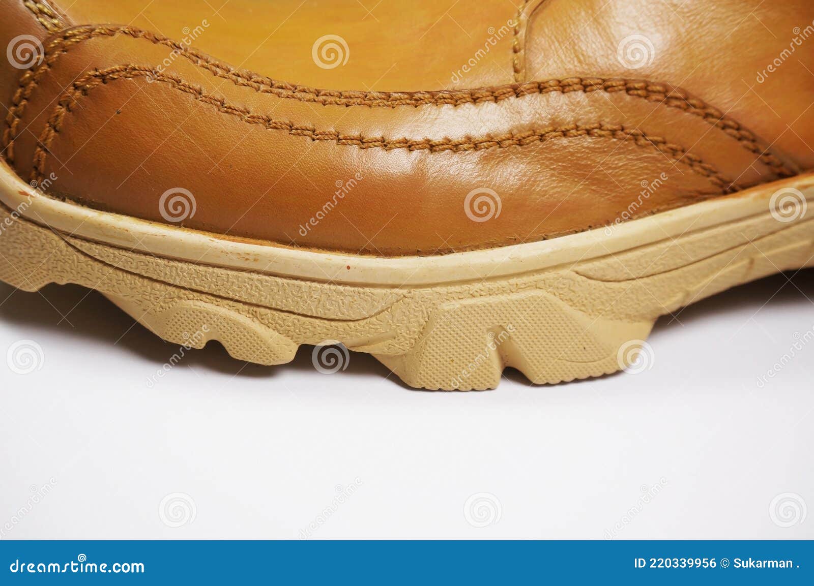 Brown Shoe Soles. Men`s Leather Shoes. Safety Shoes Stock Photo - Image ...