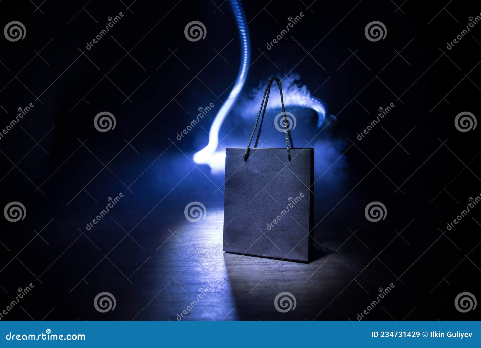 Brown Shopping Bag with Handles Placed on Dark Desktop. Shopping ...