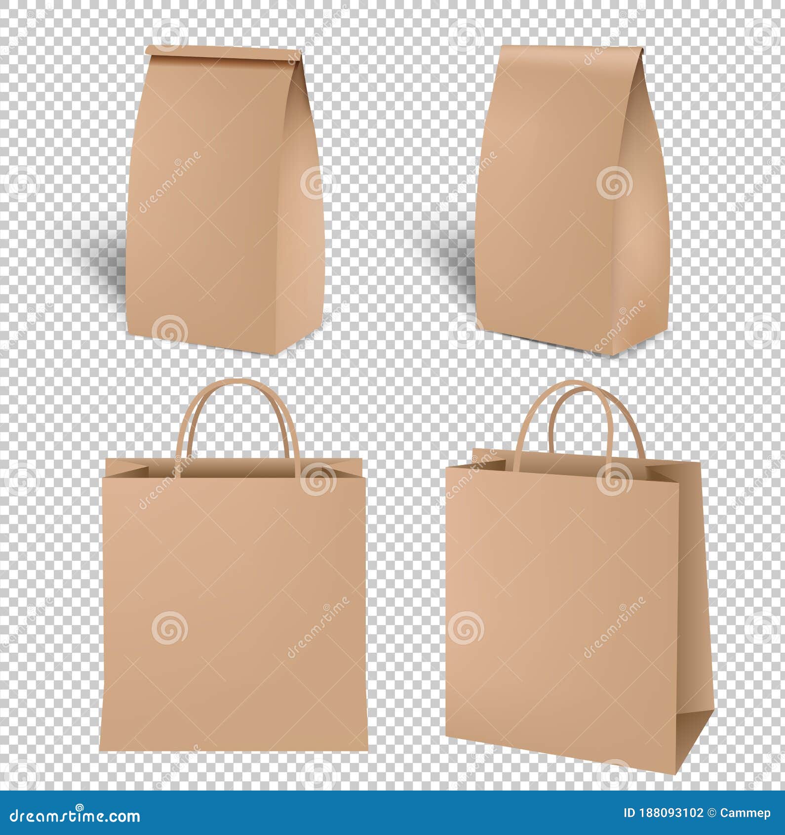 Empty shopping brown bag on transparent background