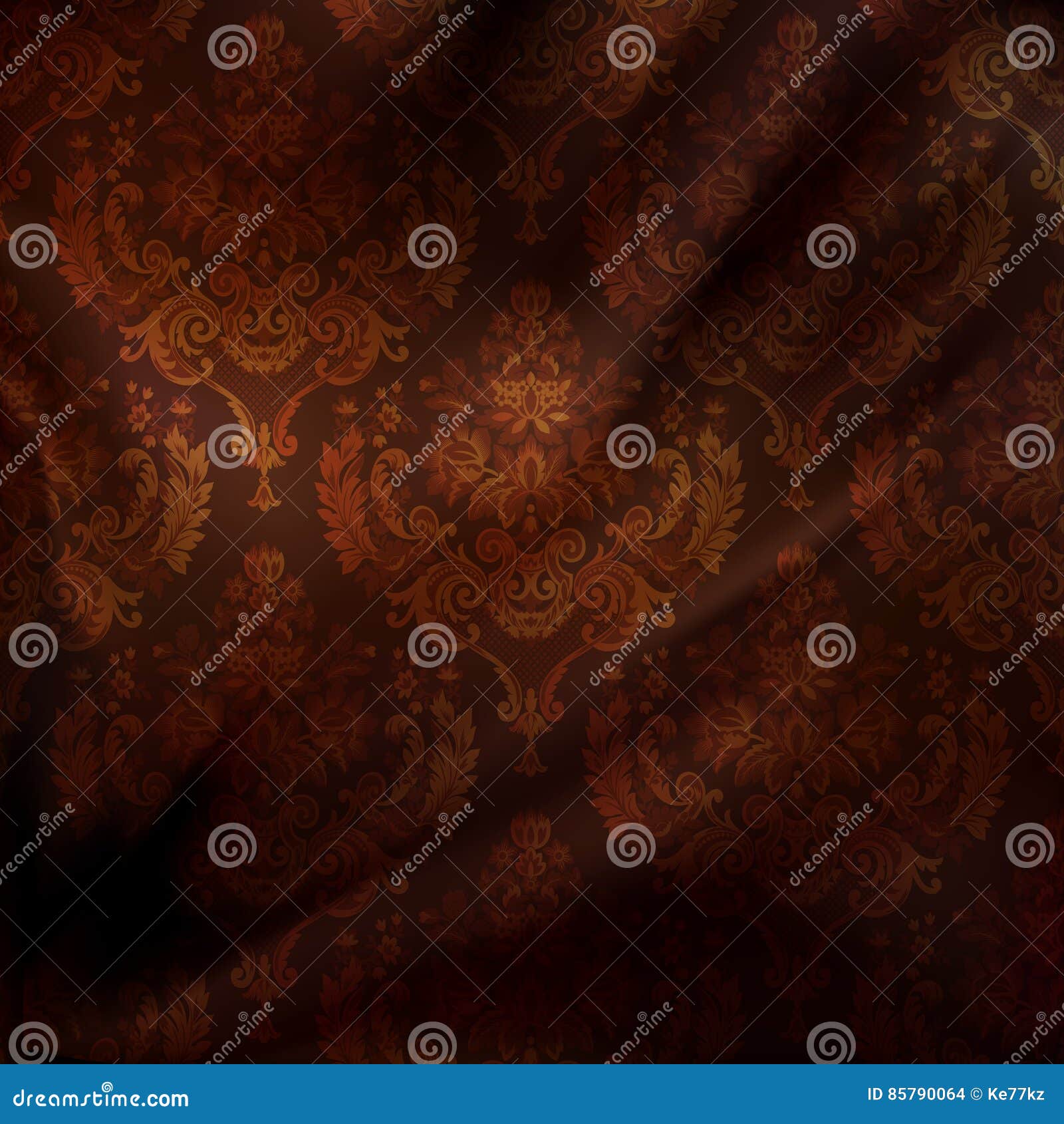 Brown Silk Background with Decorative Patterns. Stock Illustration