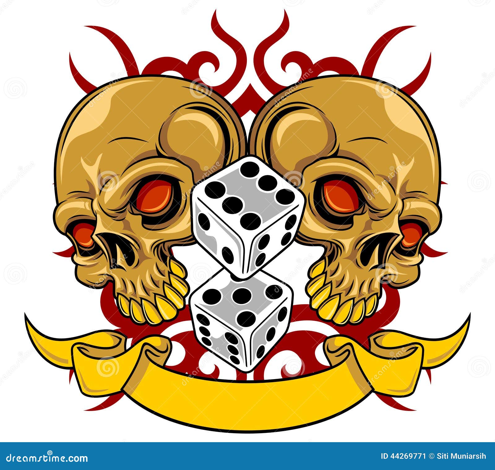 Brown skull with dice stock vector. Illustration of skull - 44269771
