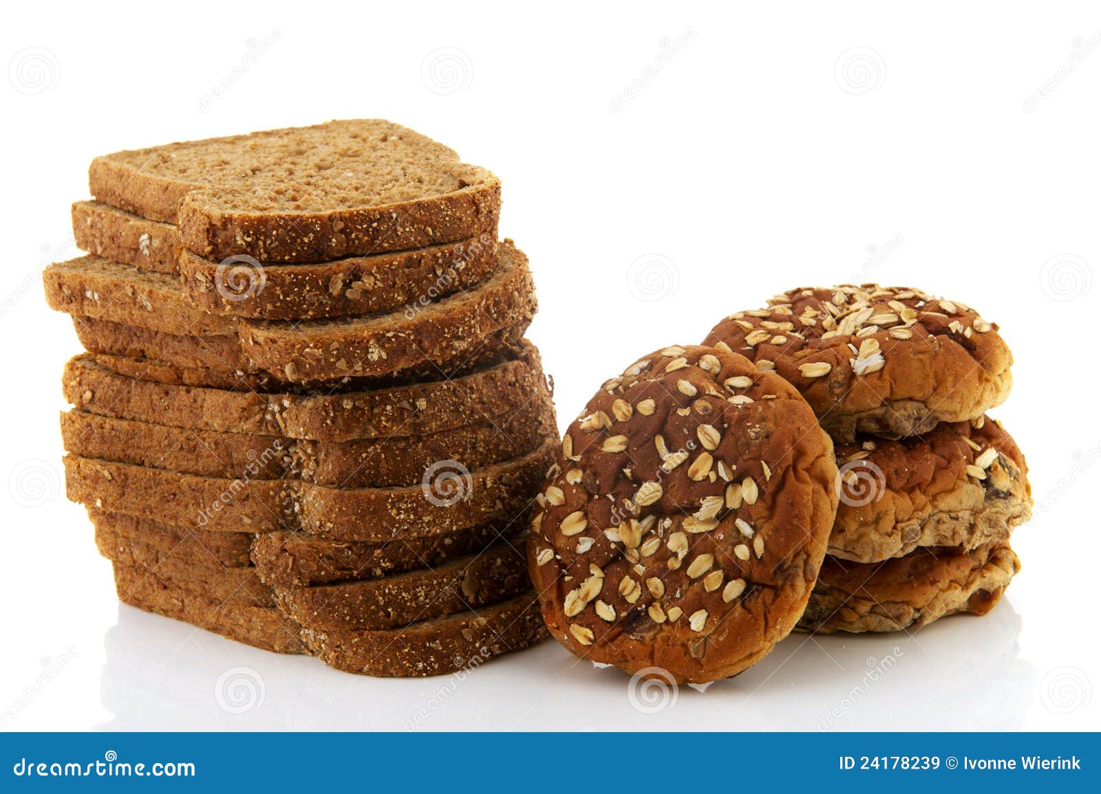 Brown Slices Bread and Muesli Bread Rolls Stock Image Image of wholemeal, grains 24178239