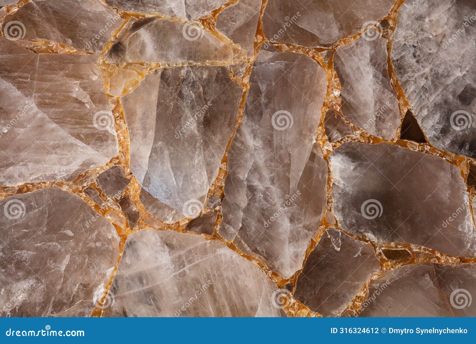 brown smoky quartz stone slab. gemstone background.