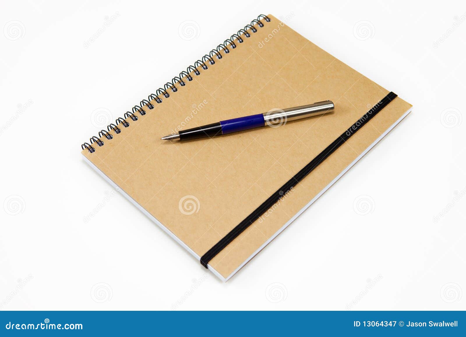 Brown Spiral Notebook with Fountain Pen Stock Image Image of