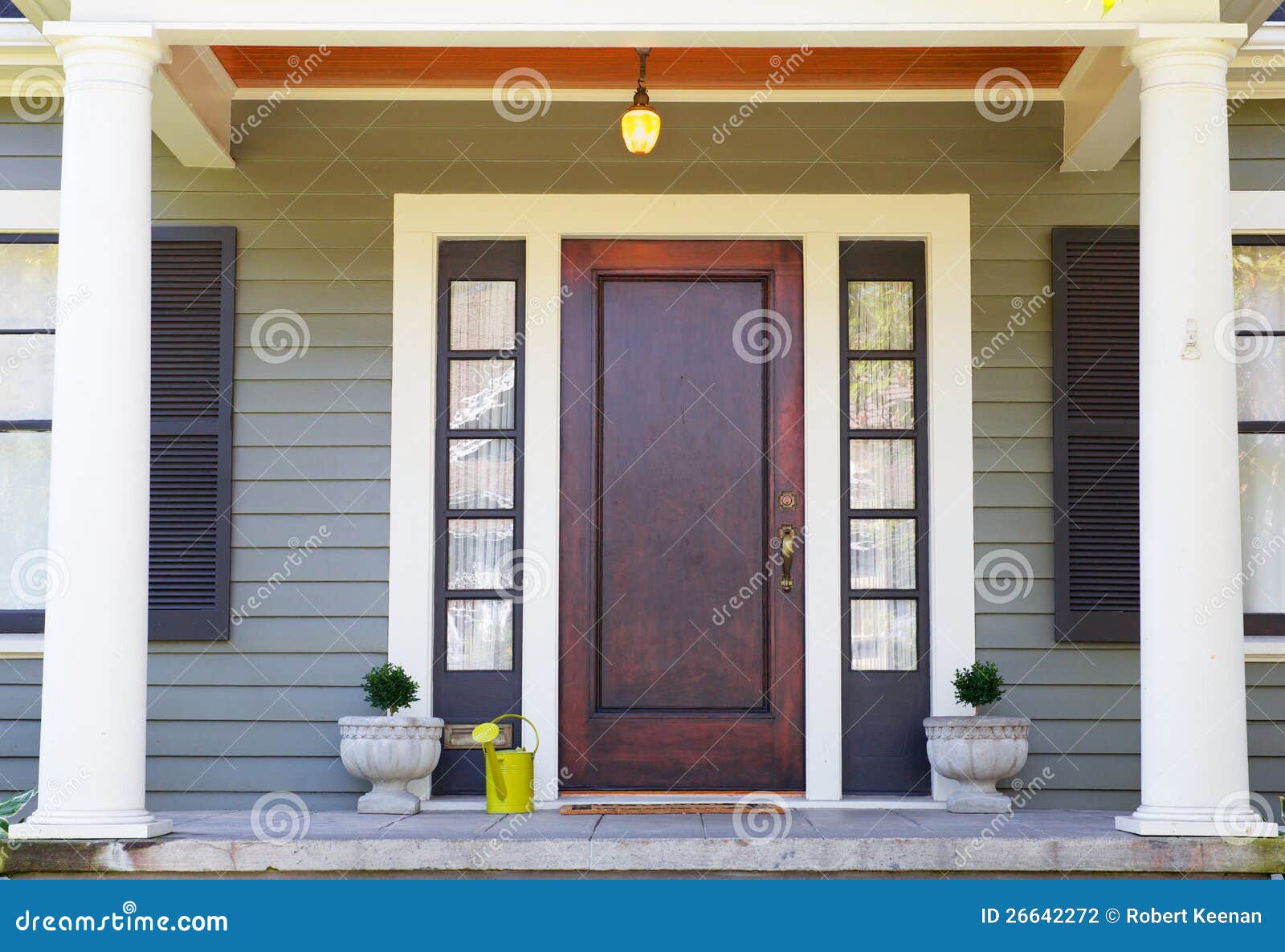 brown stained front door