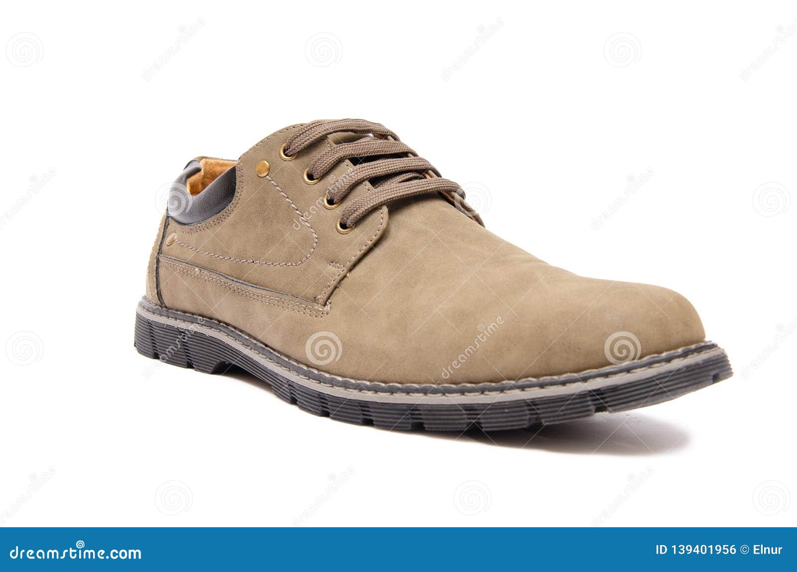 The Brown Suade Shoes Isolated on White Background Stock Photo - Image ...