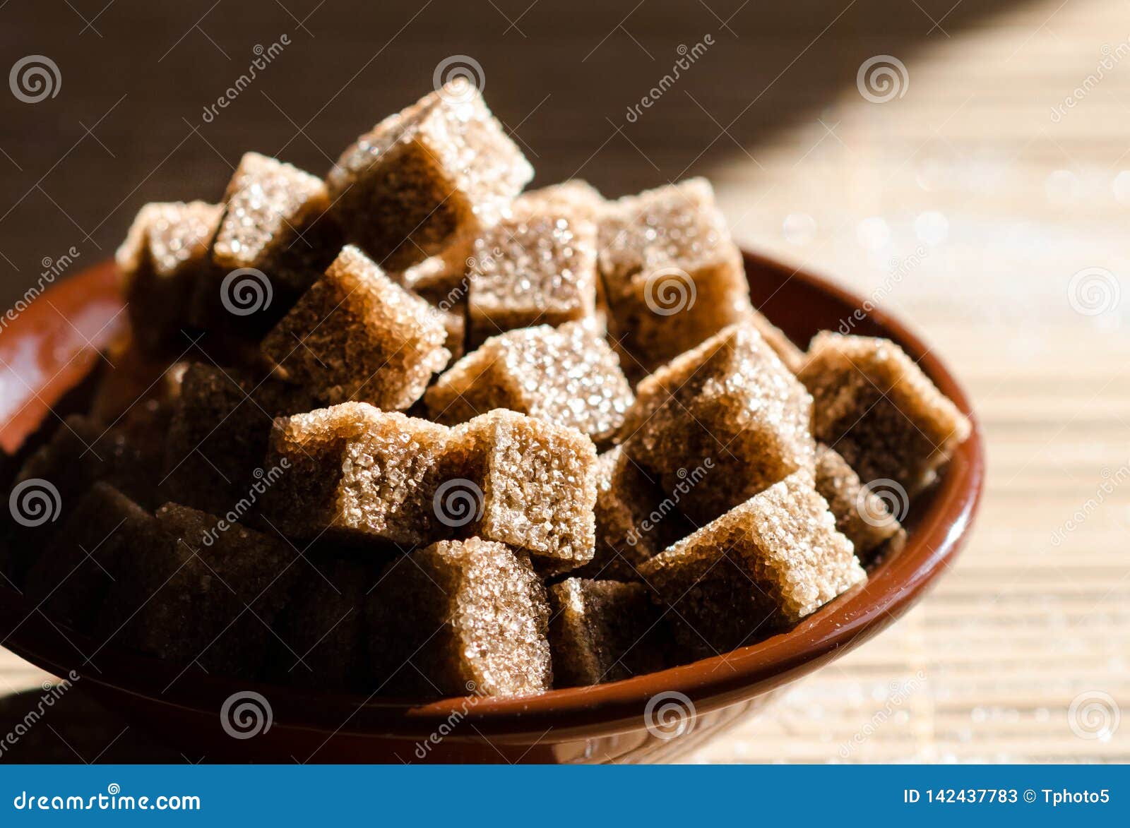 Brown Sugar Cubes in a Bowl on the Table Stock Image Image of cuba