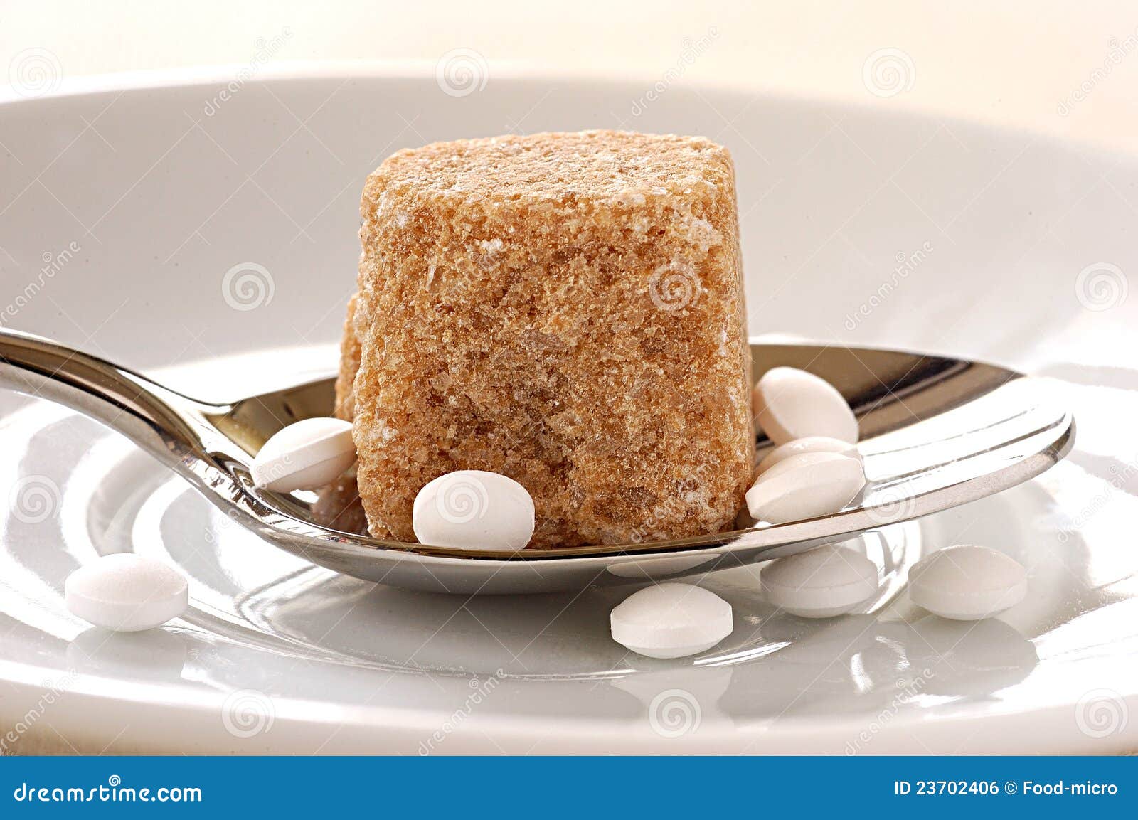 Brown Sugar Lump And Artificial Sweetener Stock Photo Image Of