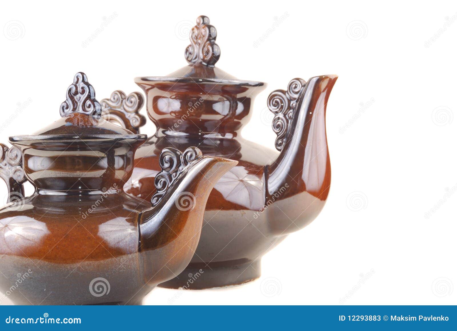 Brown teapots stock image. Image of clay, japan, food 12293883