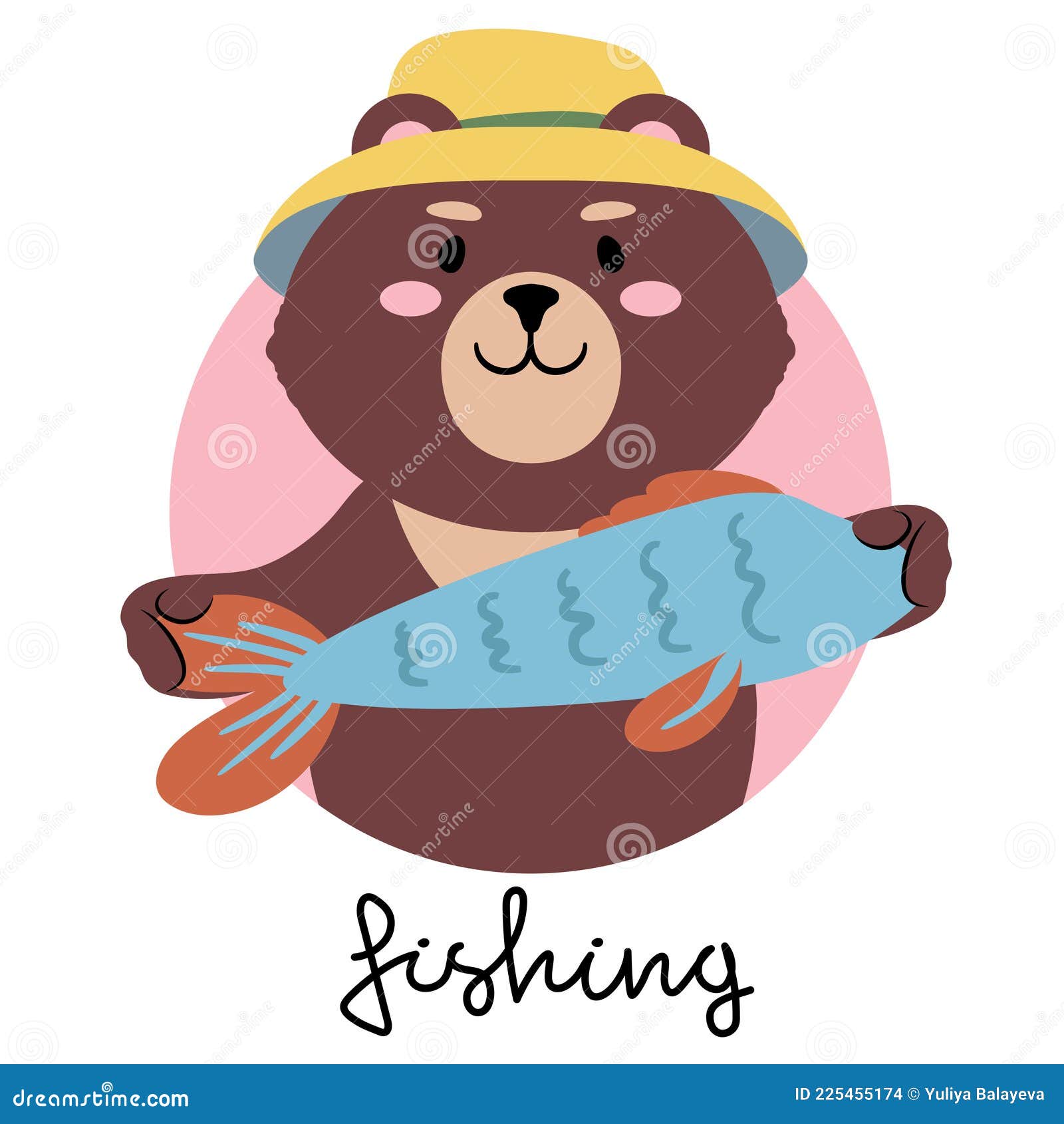 Vector Illustration of a Cute Cartoon Teddy Bear in a Hat with a