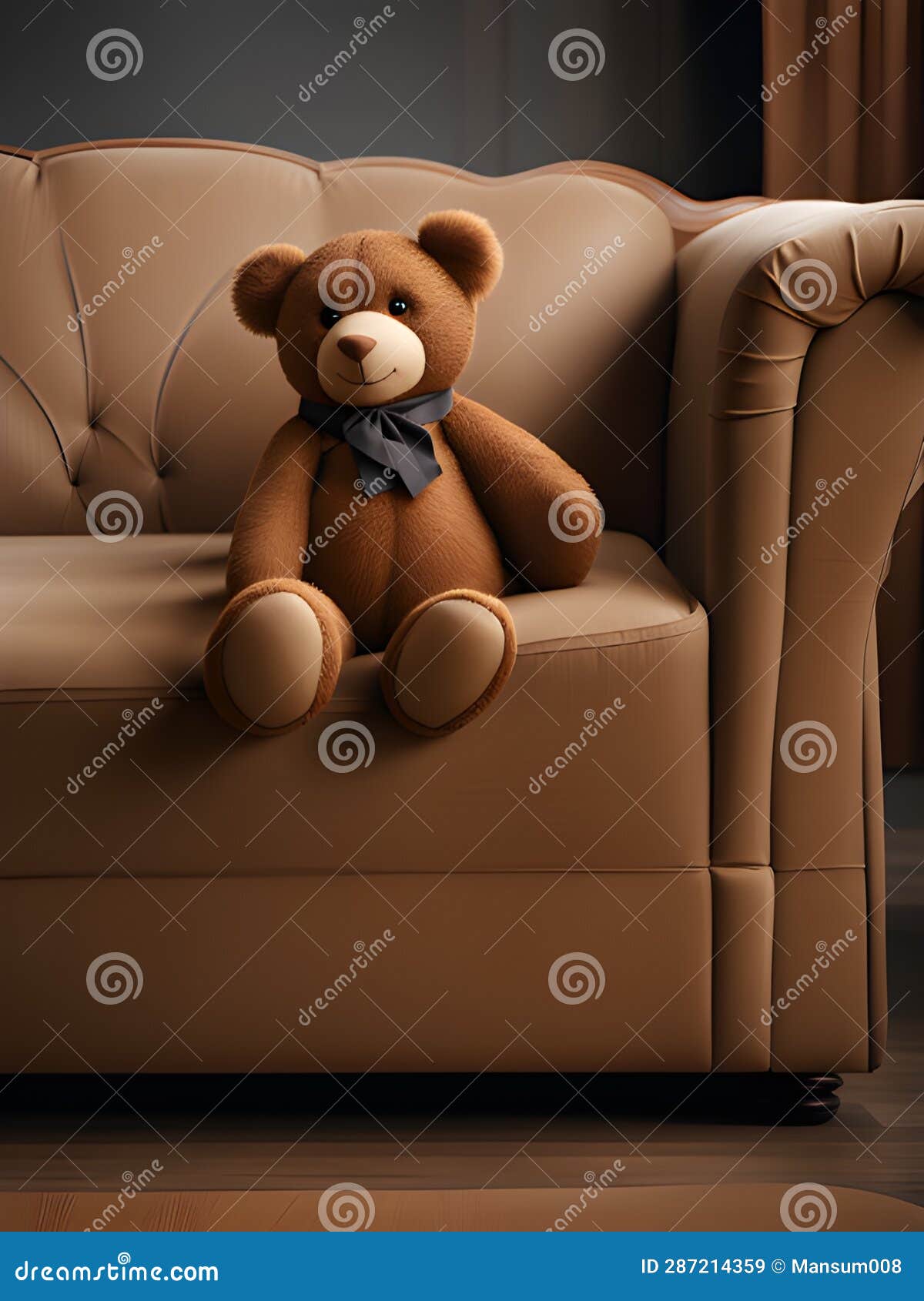Brown Teddy Bear on a Sofa, Ai Generated Stock Illustration Illustration of brown, funny