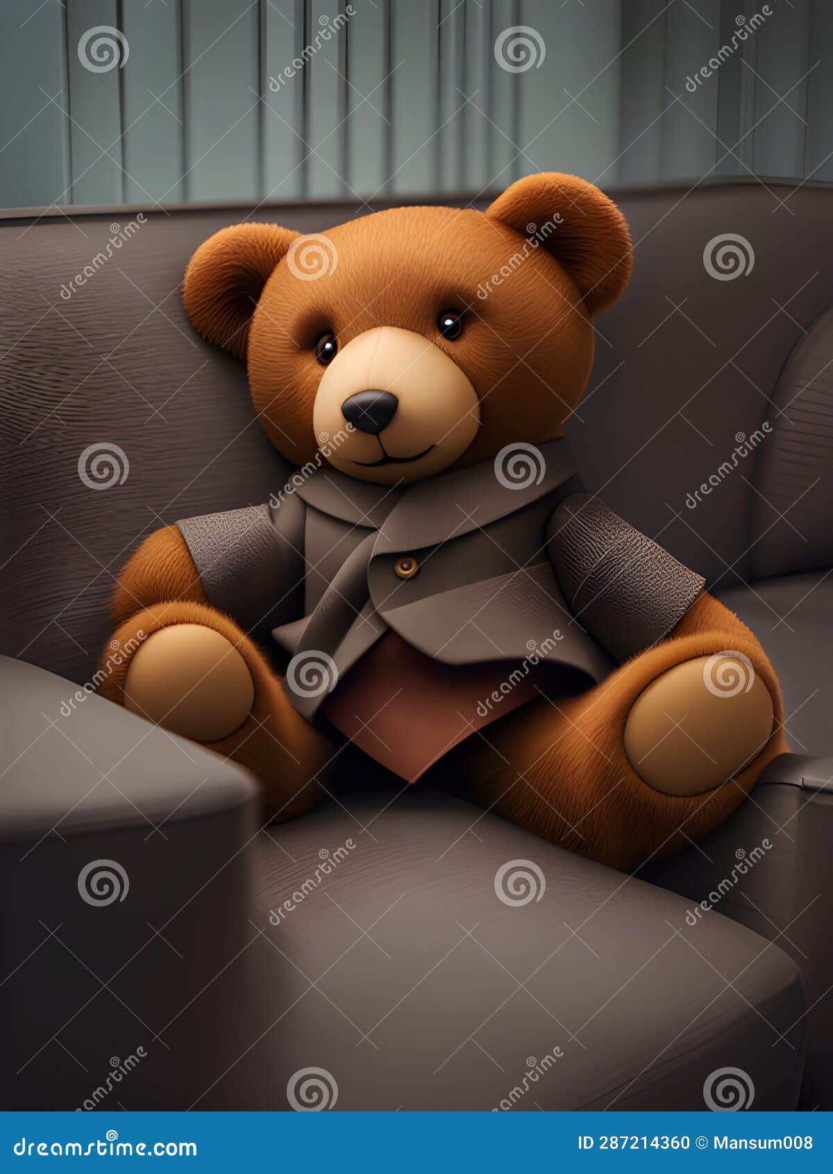 Brown Teddy Bear on a Sofa, Ai Generated Stock Illustration Illustration of little, fluffy