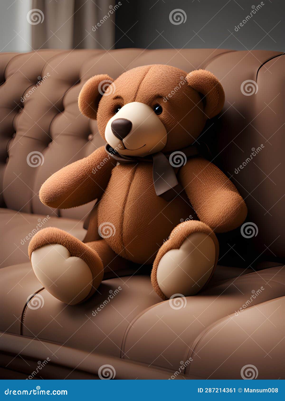Brown Teddy Bear on a Sofa, Ai Generated Stock Illustration Illustration of teddy, adorable